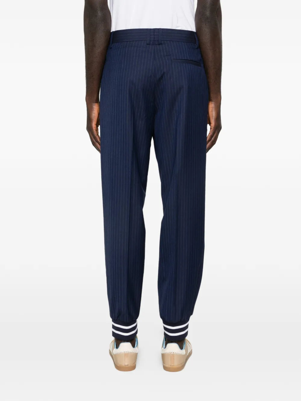 Relaxed Tapered Pants With Pinstripe Design And Elasticated Cuffs