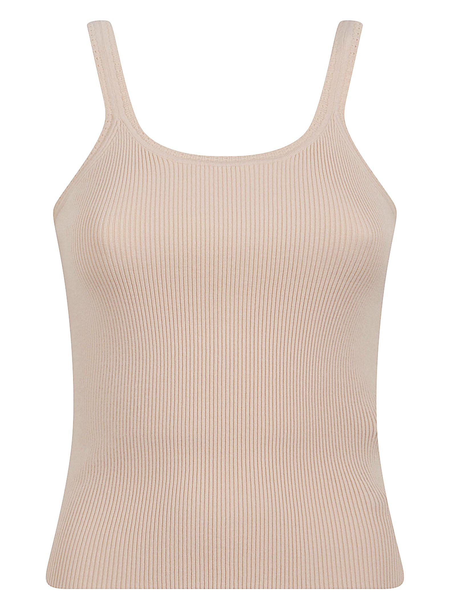Ribbed Fitted Tank Top with Square Neckline