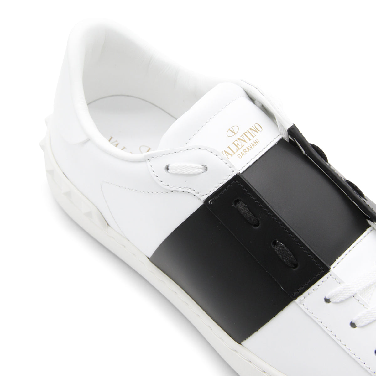 White And Black Leather Open Sneakers