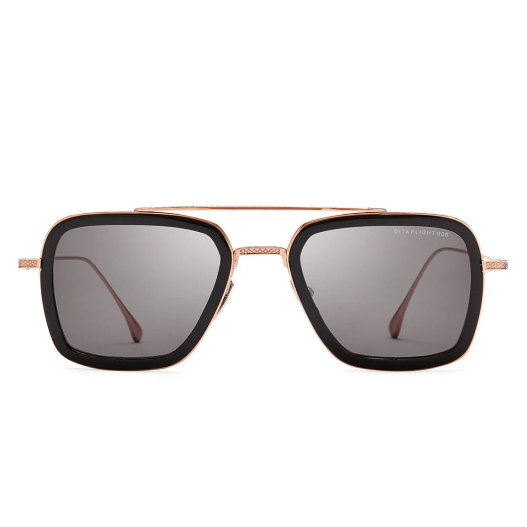 Flight.006 Bold Square Frame Sunglasses with Rose Gold Finish