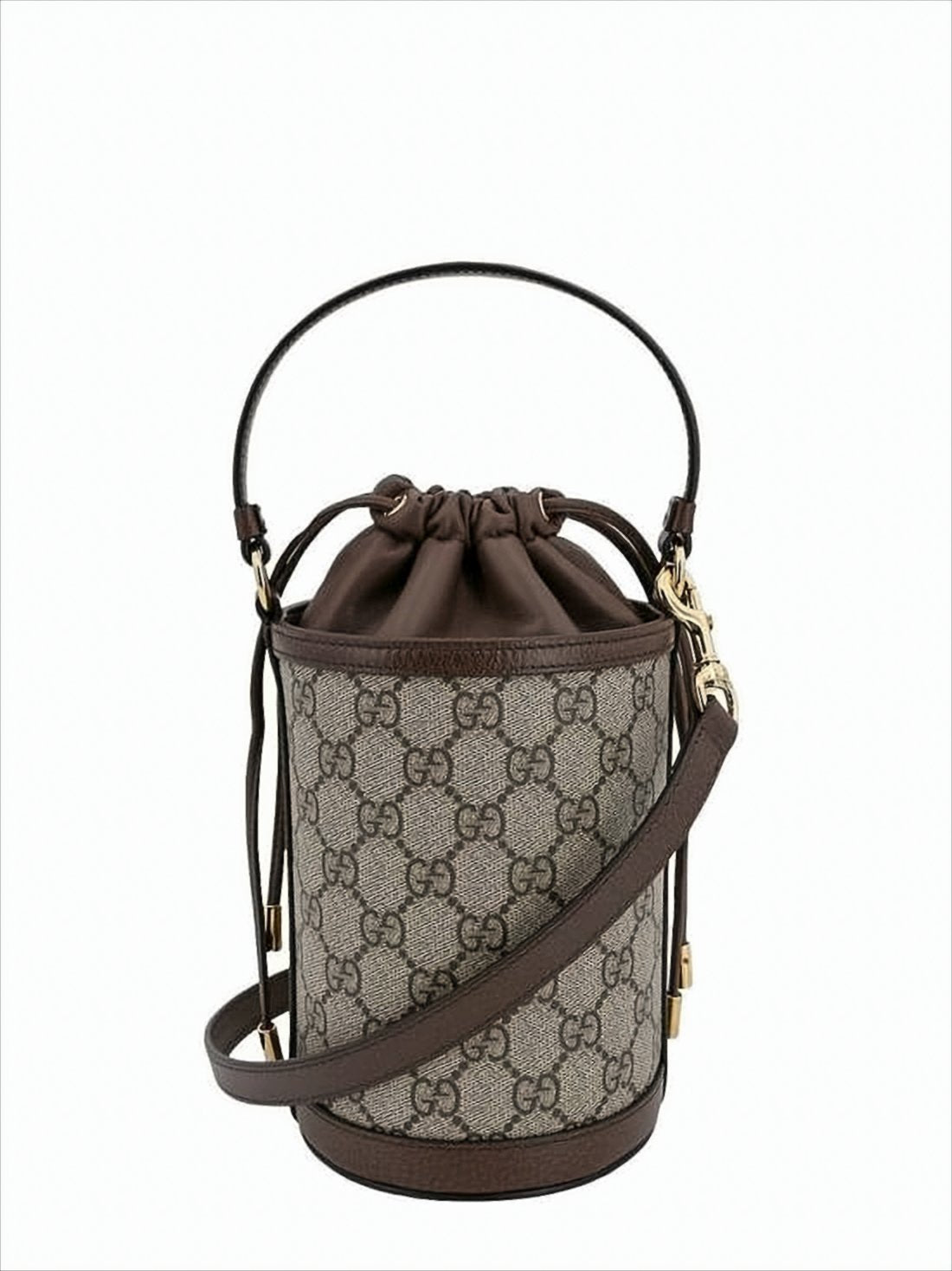 Cylindrical Monogram Canvas Bucket Bag