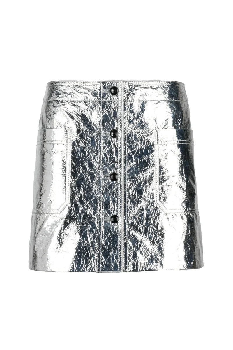 Mini Skirt Leather - Silver