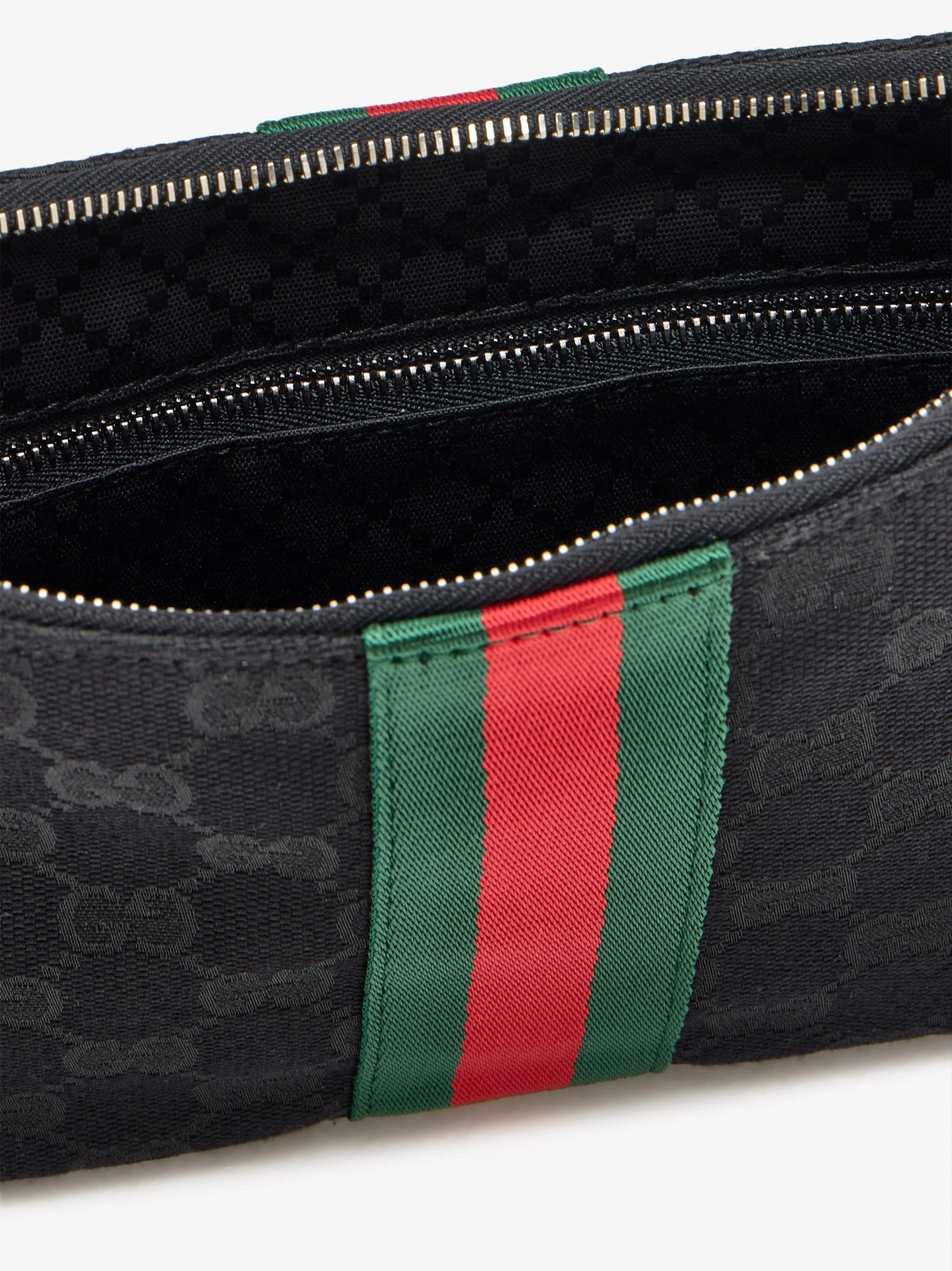 Black Textured Monogram Striped Crossbody Bag