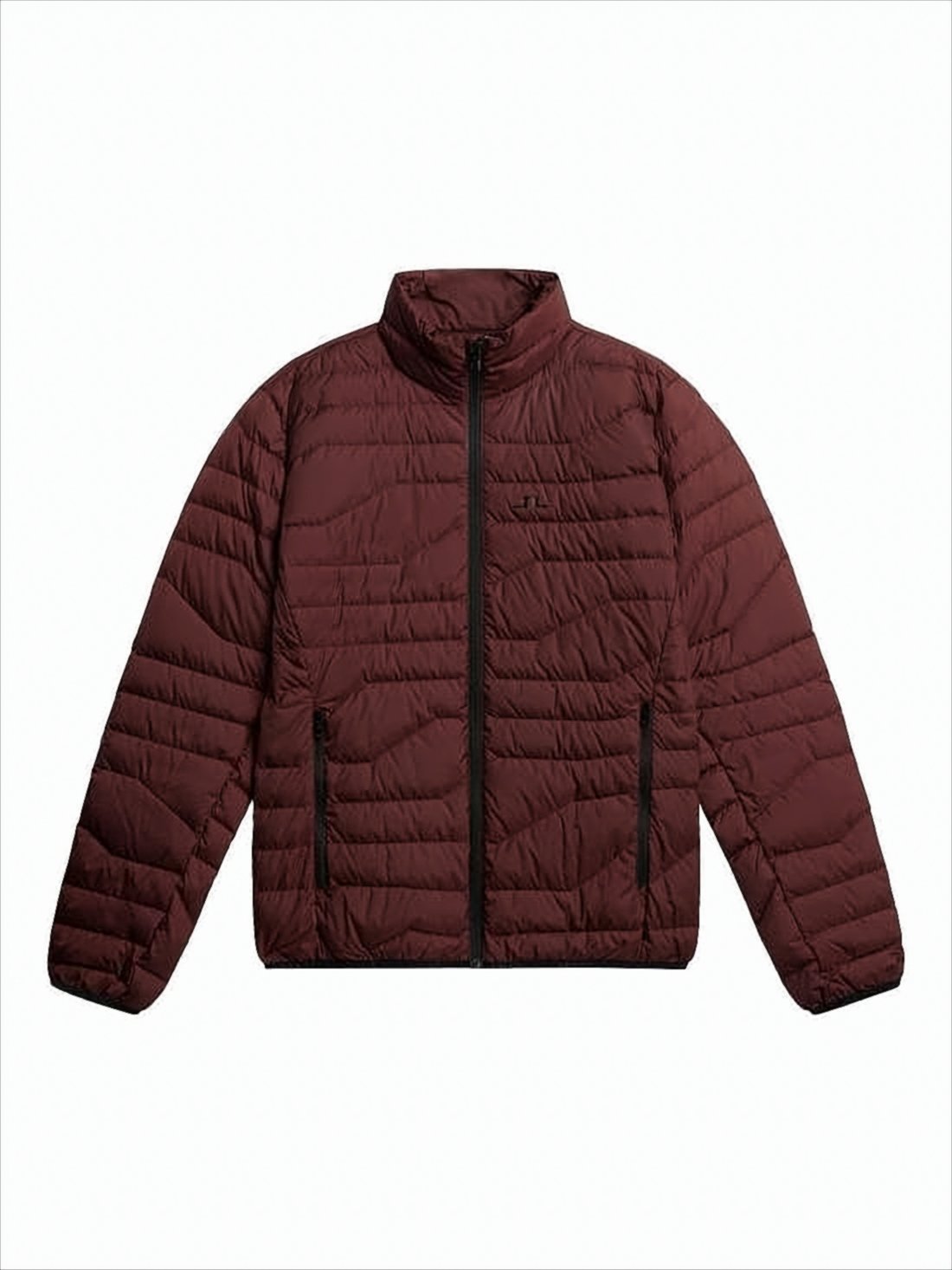 Quilted Burgundy Casual Jacket with Stand Collar