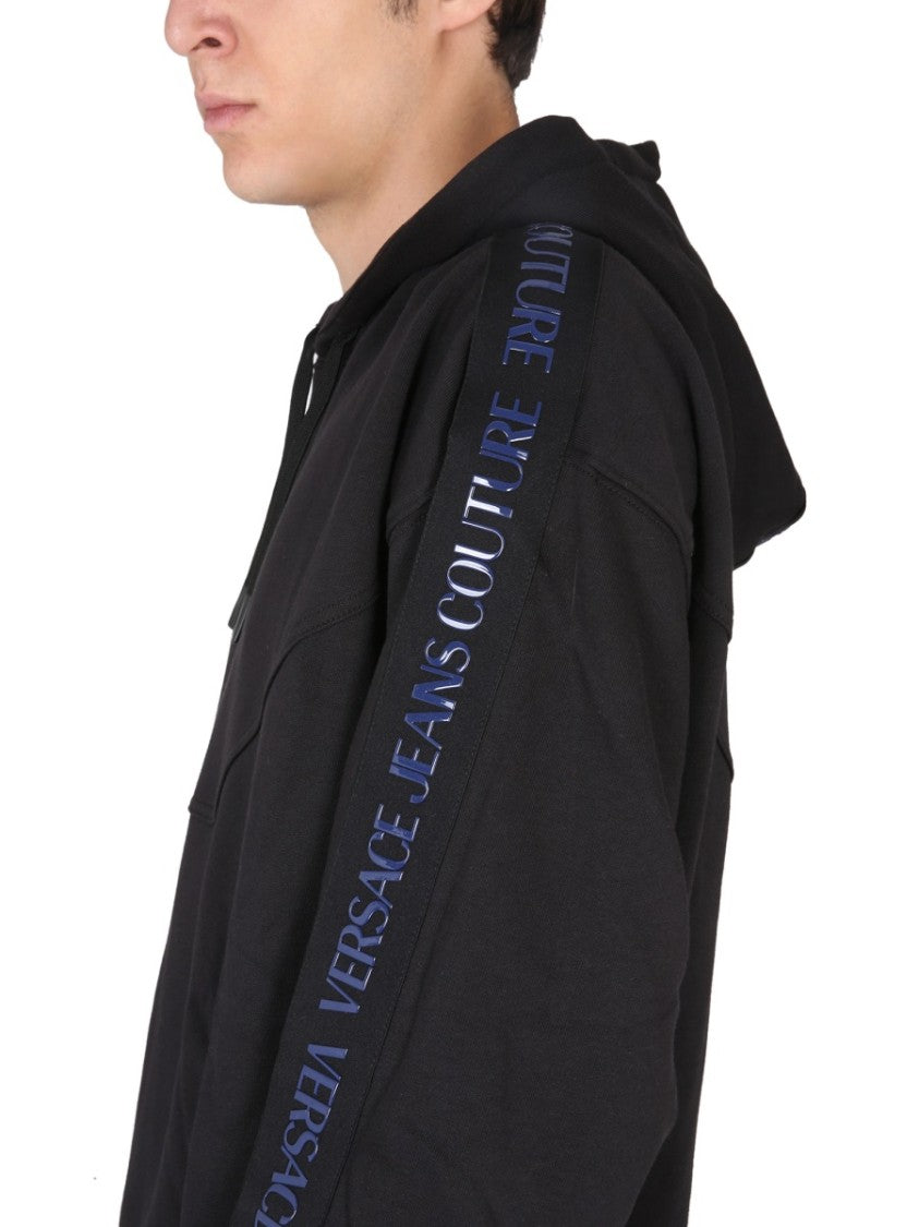 Solid Black Hoodie With Drawstring
