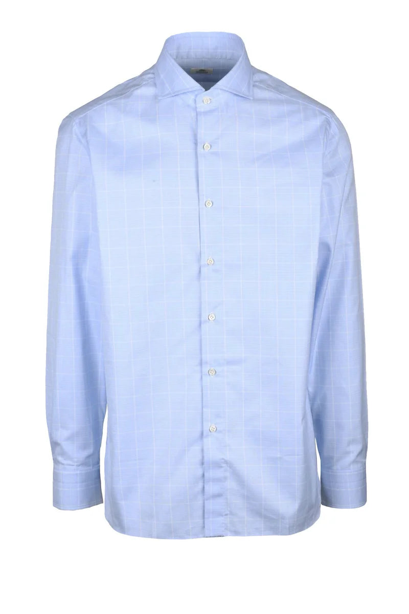 Cotton Shirt - Light Blue/White