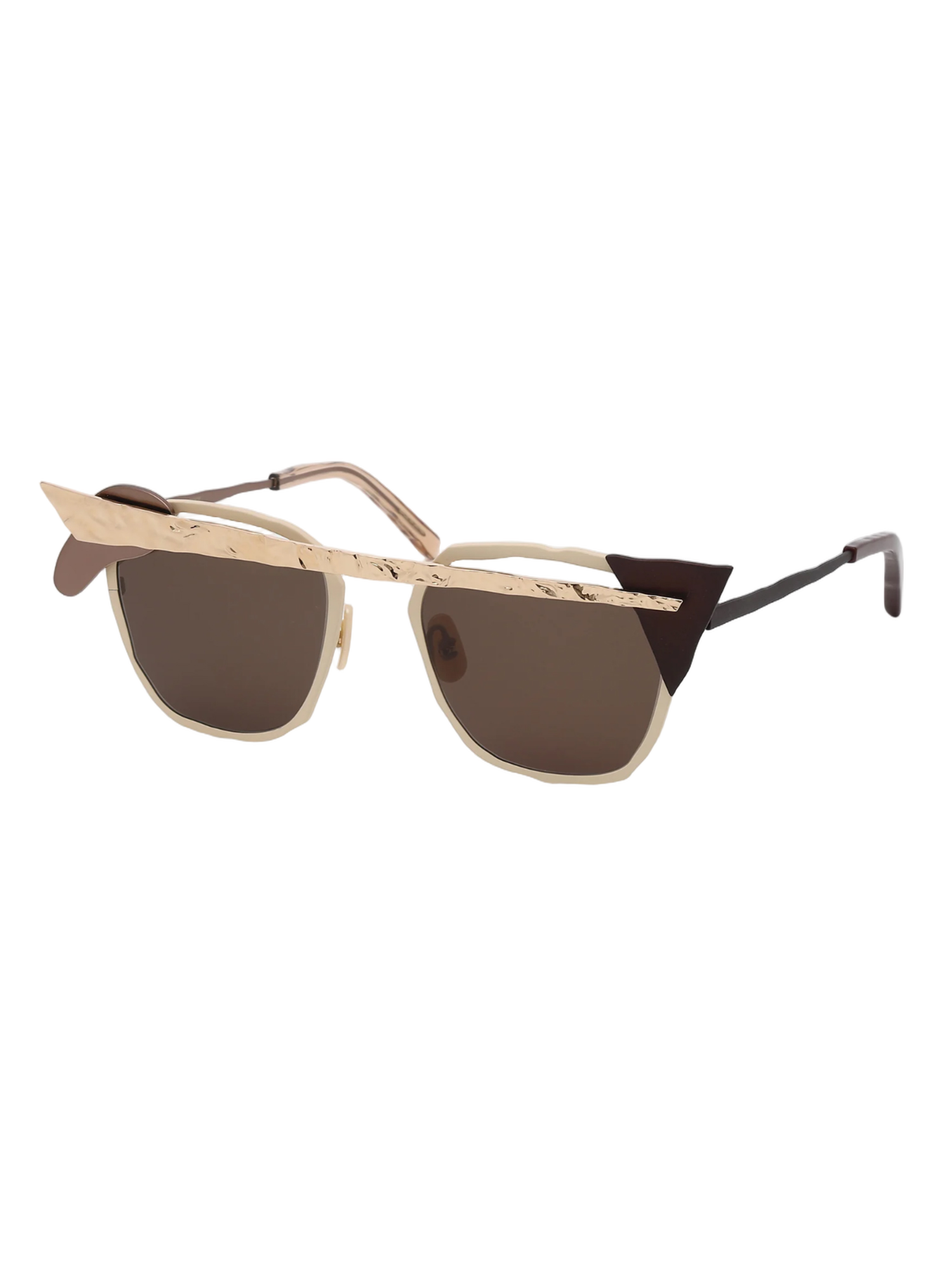 Octagonal Brown Titanium Sunglasses