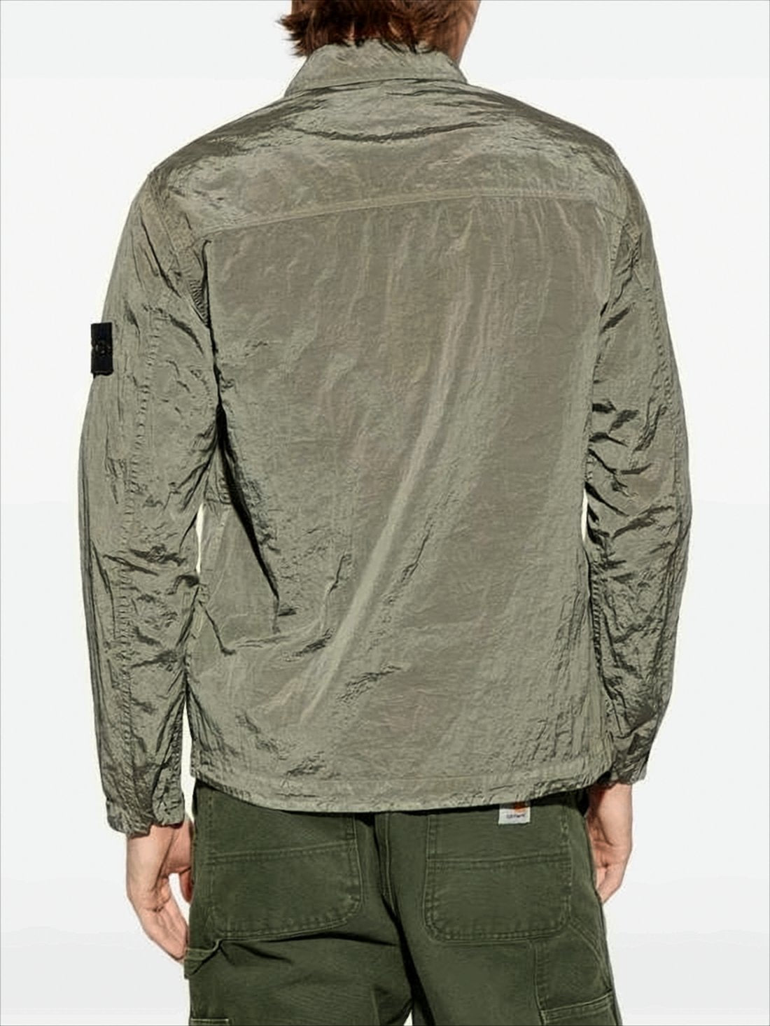 Eco-Friendly Nylon Casual Overshirt with Subtle Sheen