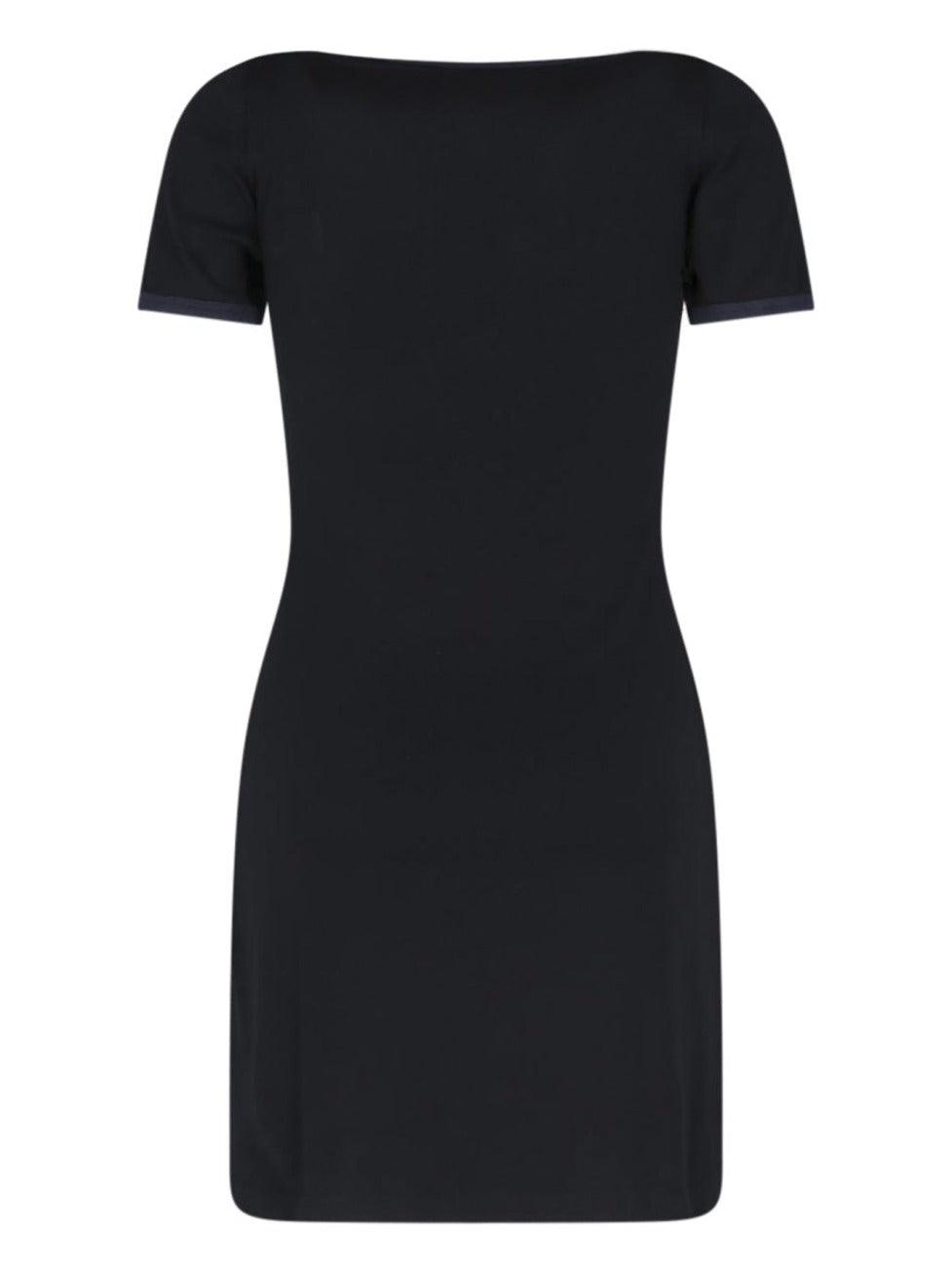 Ribbed Black Mini Dress With Blue Accents