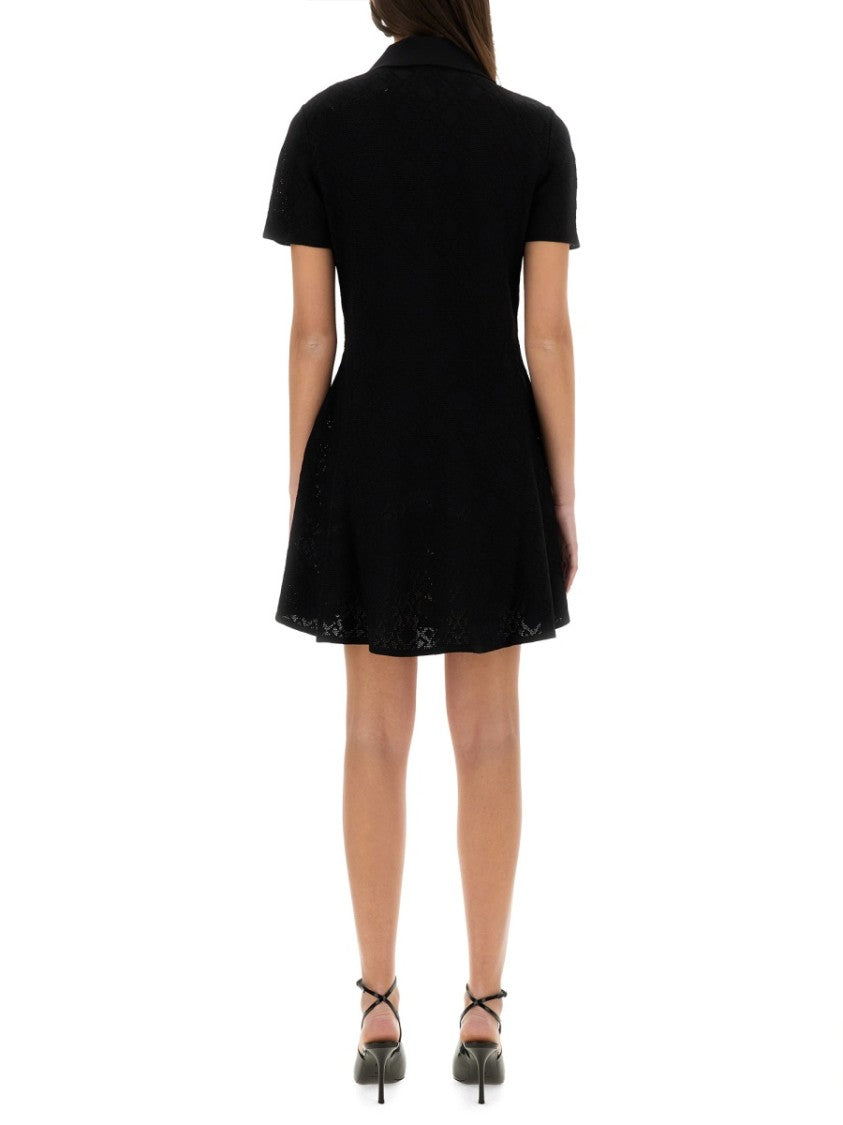 Textured Jacquard Polo Style Dress