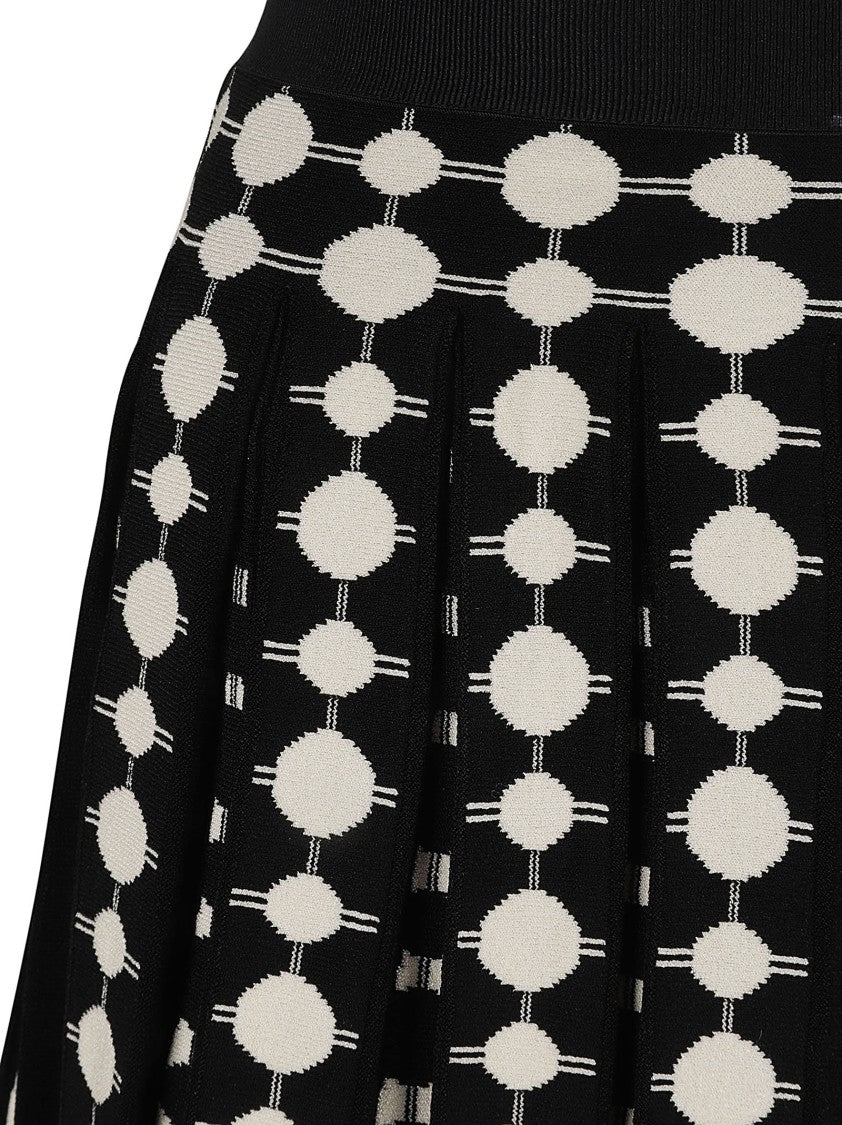 Pleated Skirt With Geometric Dot Pattern