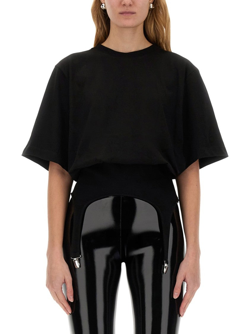 Black T-Shirt With Unique Suspender Design