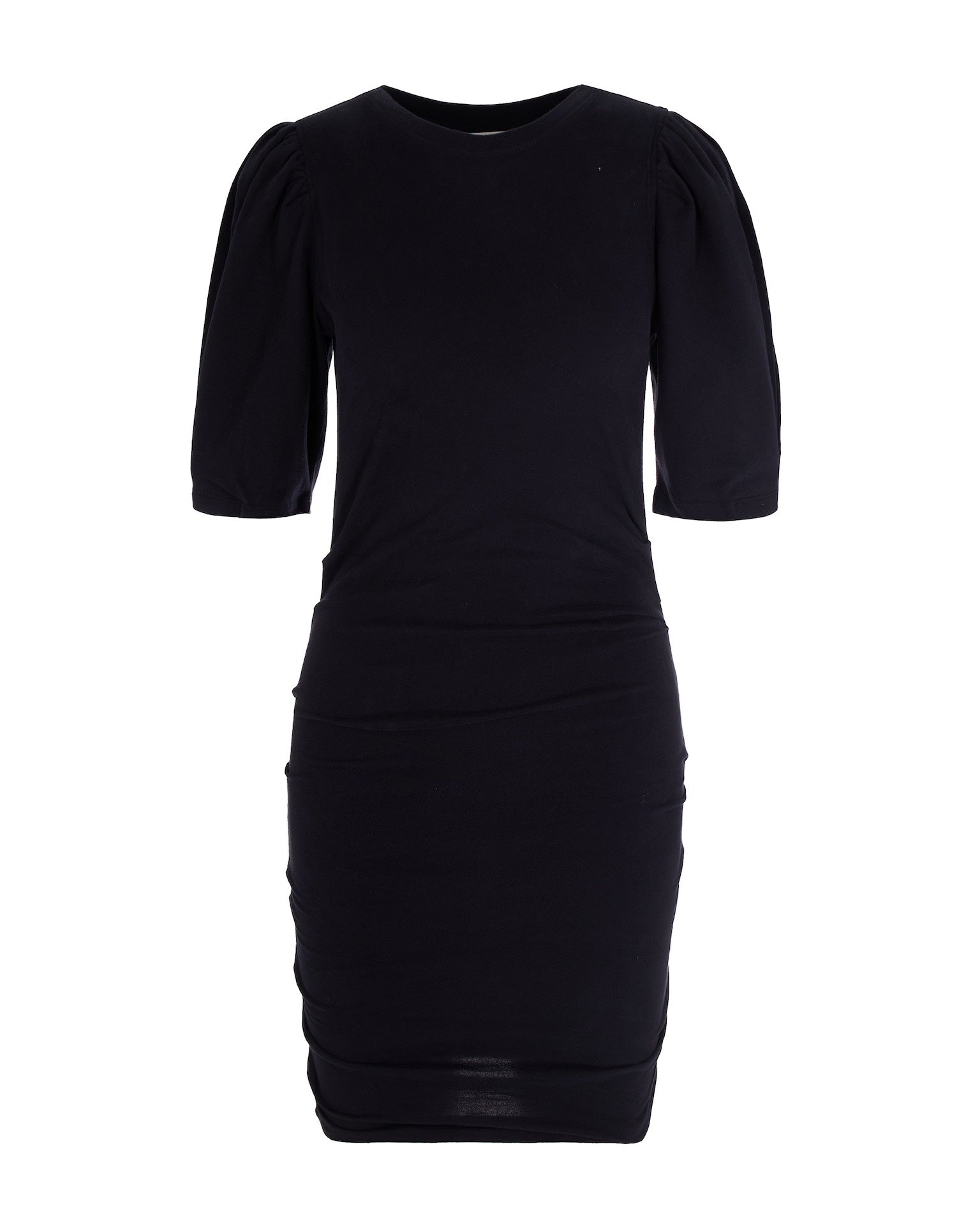 Fitted Black Mini Dress with Pleated Detailing