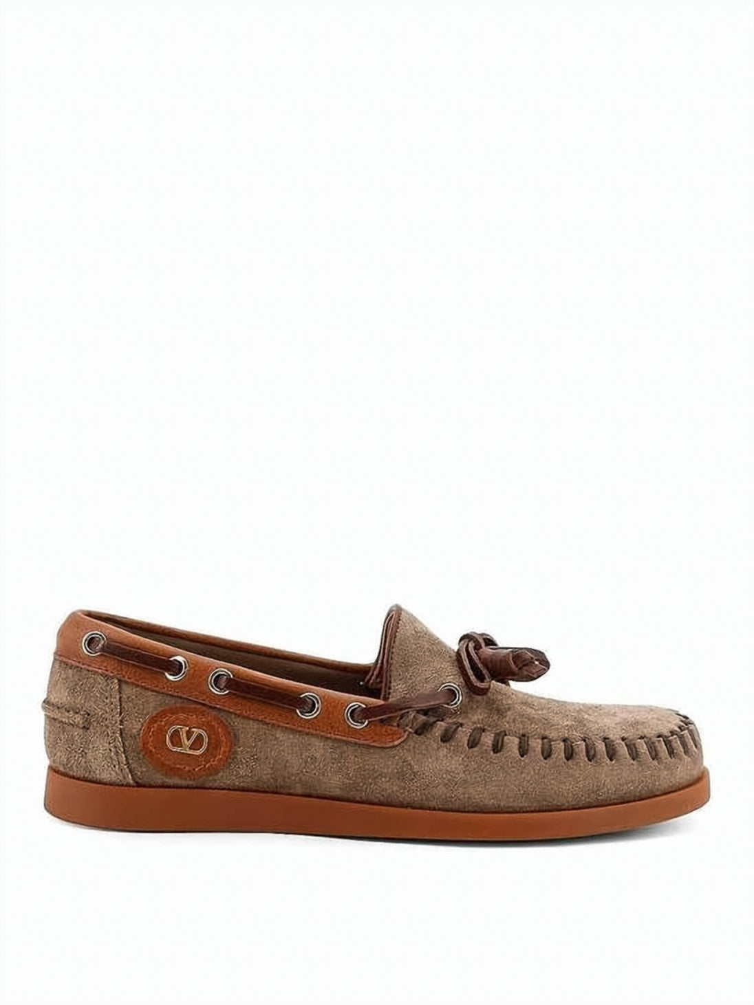 Suede Loafers With Leather Trim