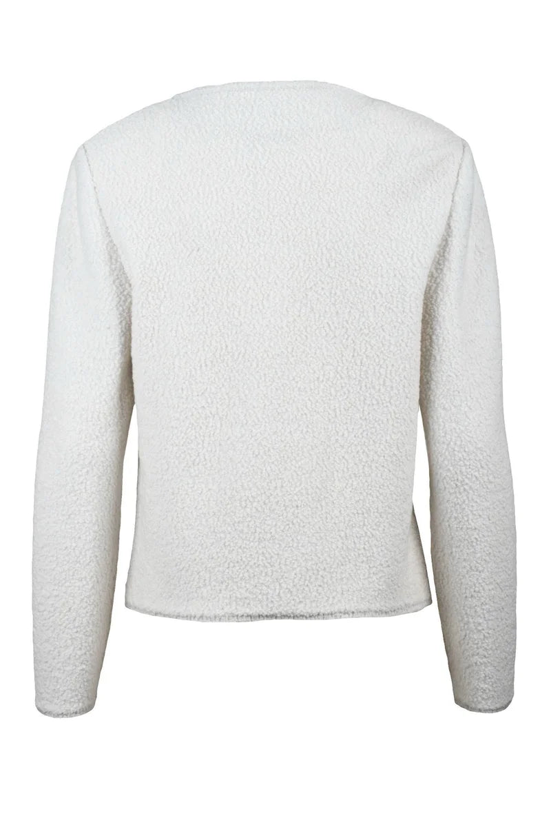 Crew Neck Wool Jacket - White
