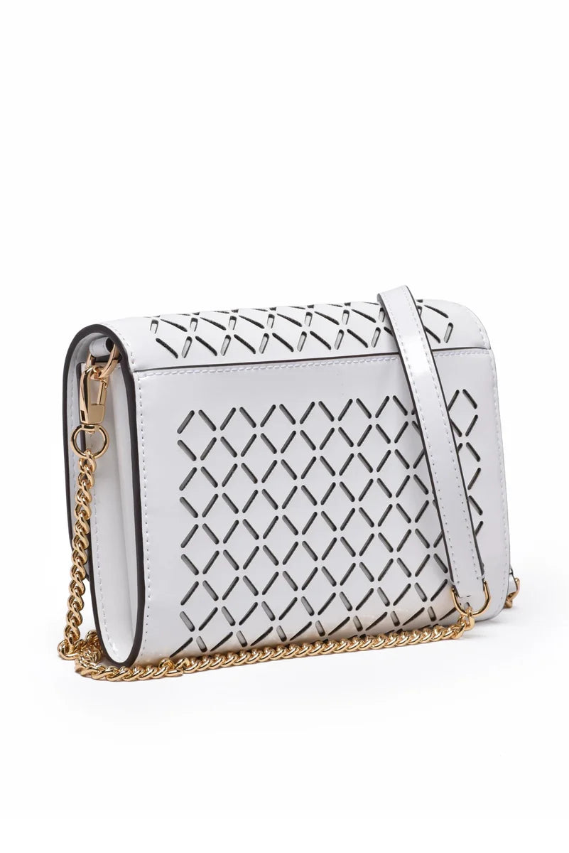 Emerson Perforated Shoulder Bag - White