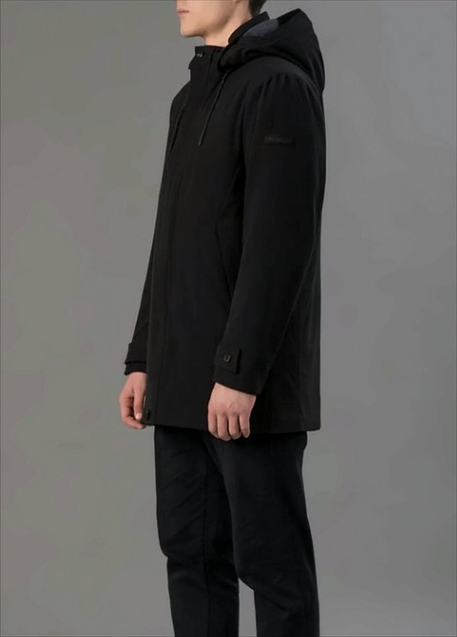 Hooded Black Jacket With Zip Closure