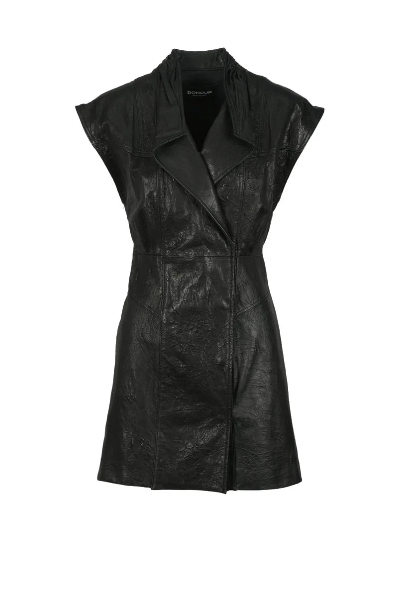 Short Leather Dress - Black