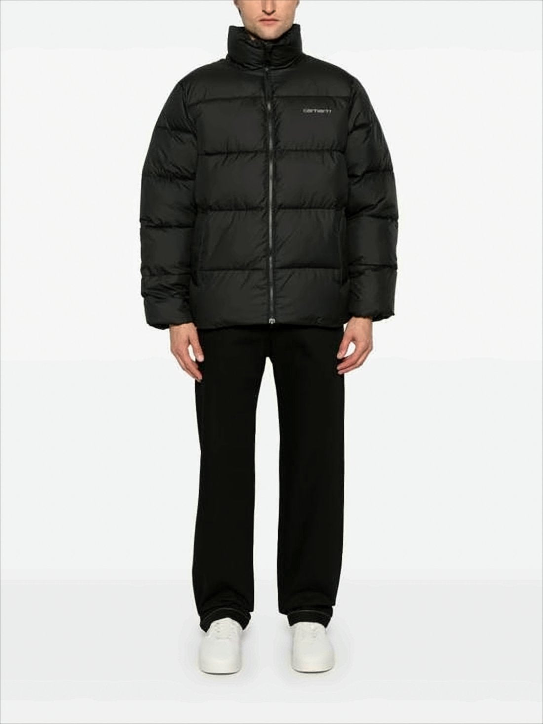 High Collar Black Puffer Jacket