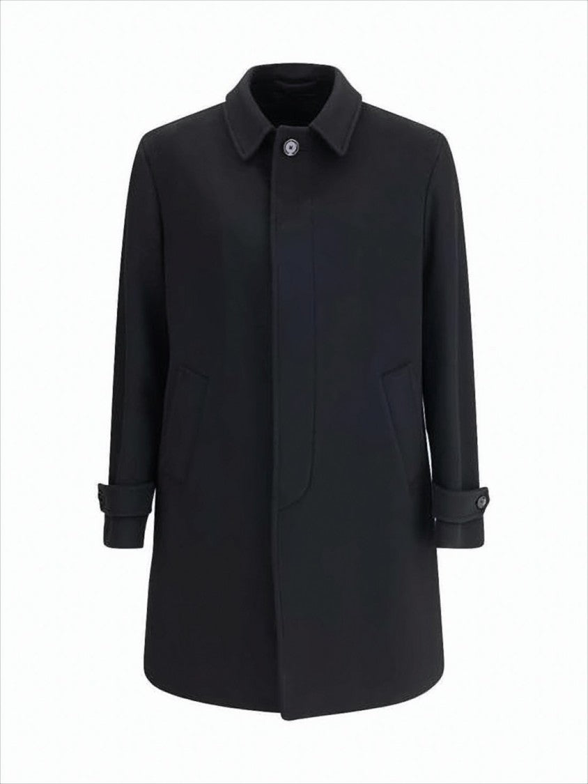 Wool Coat with Concealed Button Placket