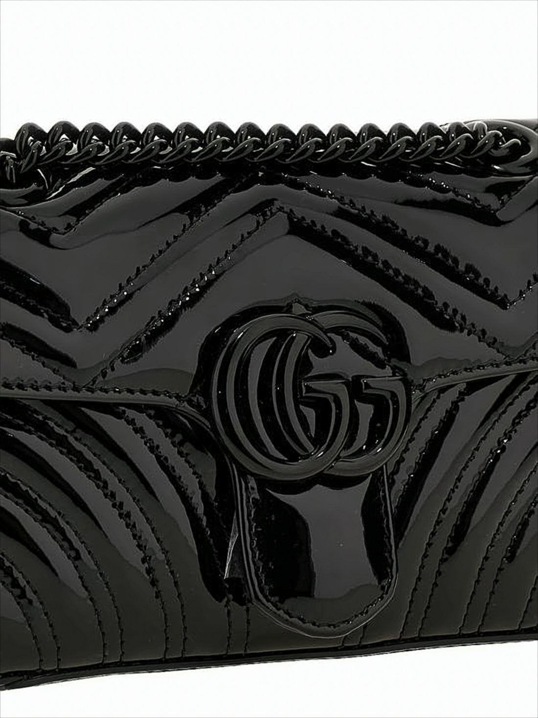Chevron Quilted Patent Leather Crossbody Bag