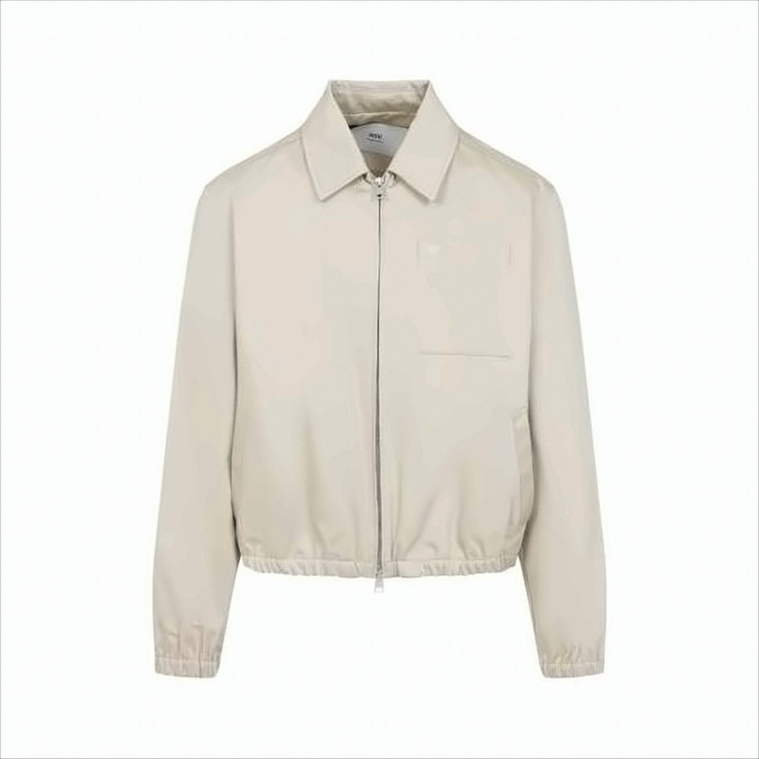 Minimalist Cotton Bomber Jacket with Embroidered Chest Pocket
