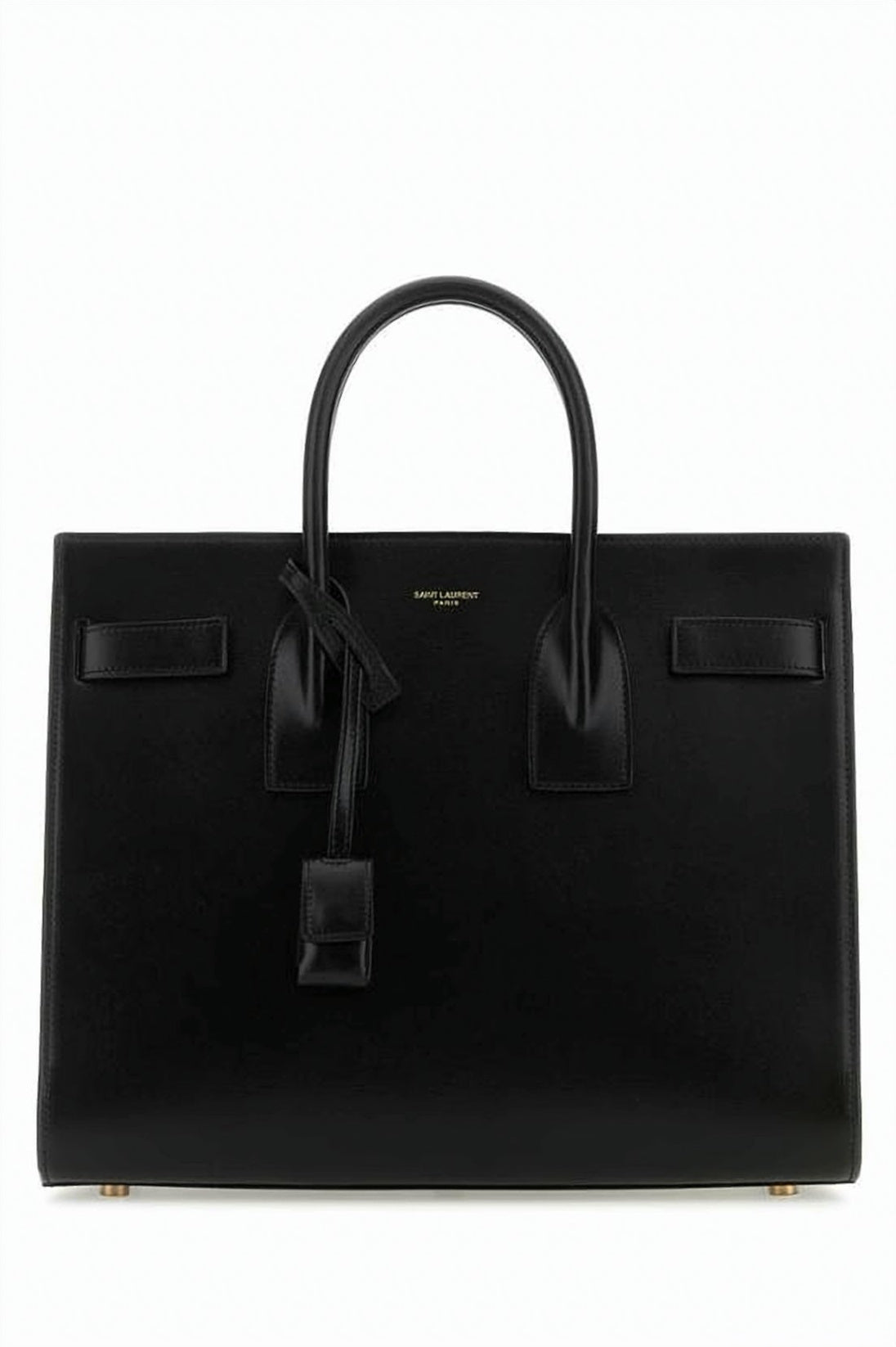 Black Structured Calf Leather Small Tote