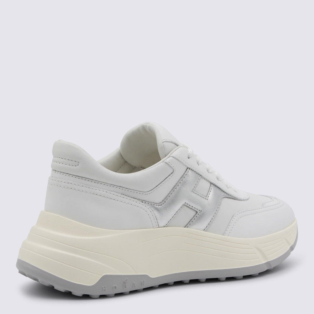 White And Silver Leather Sneakers