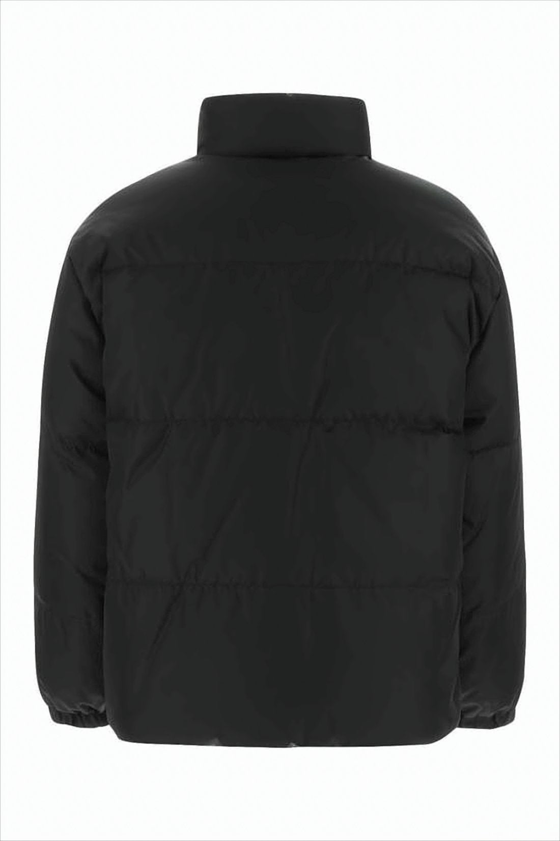 Padded Black Jacket with High Collar
