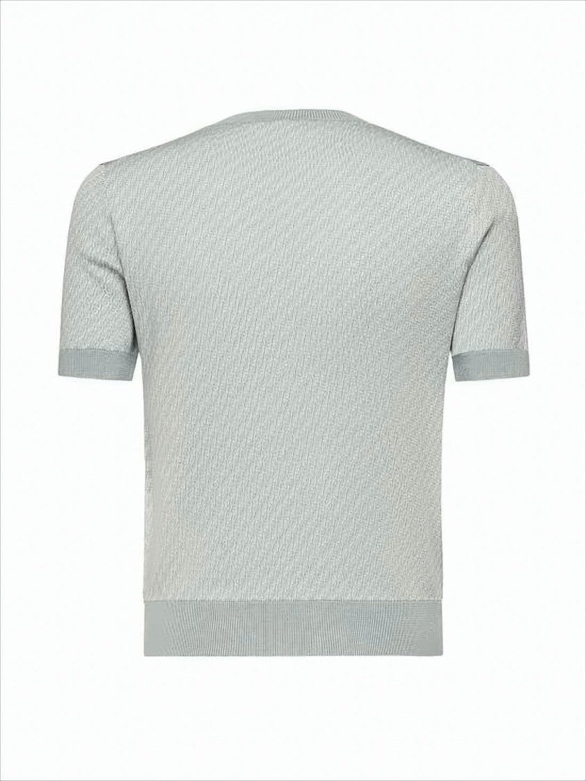 Textured Knit Short-Sleeve Sweater With Classic Crew Neck