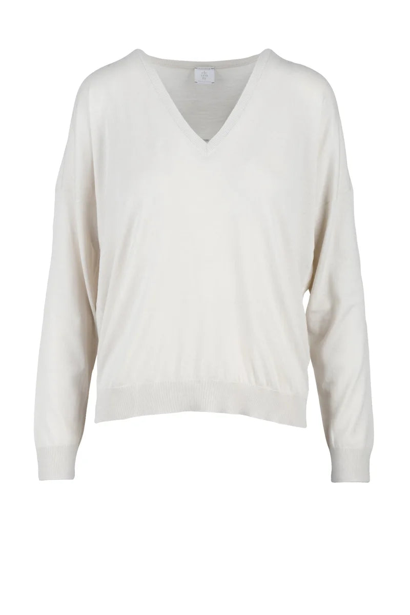 V-Neck Sweater Wool - White