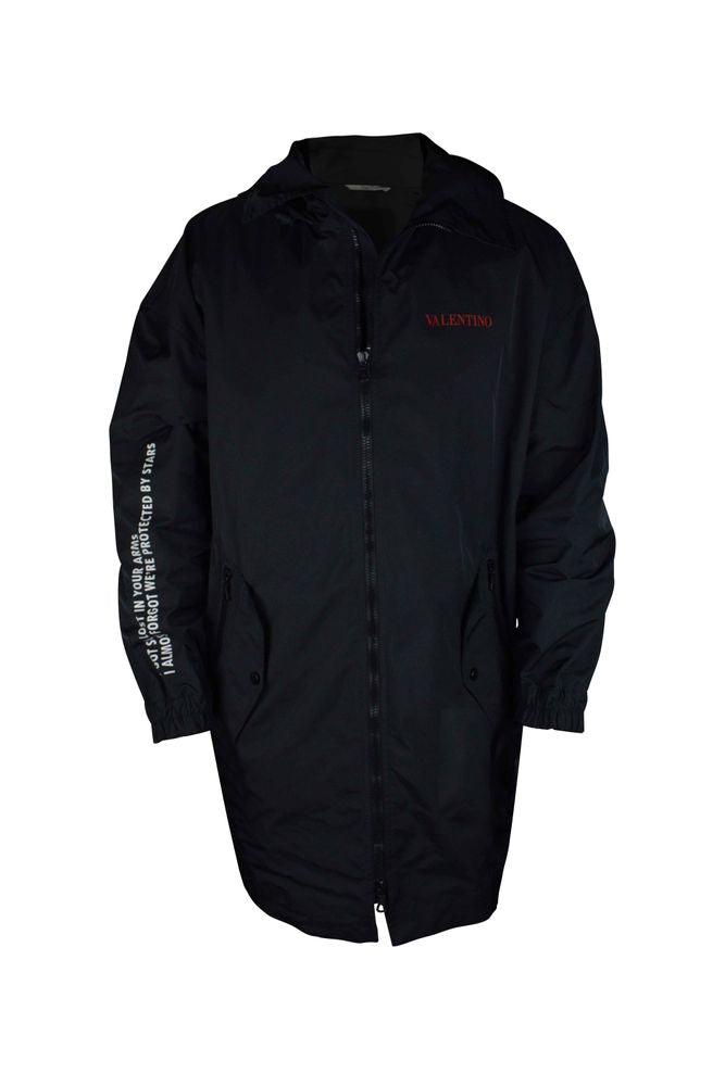 Hooded Waterproof Jacket With Moon Print