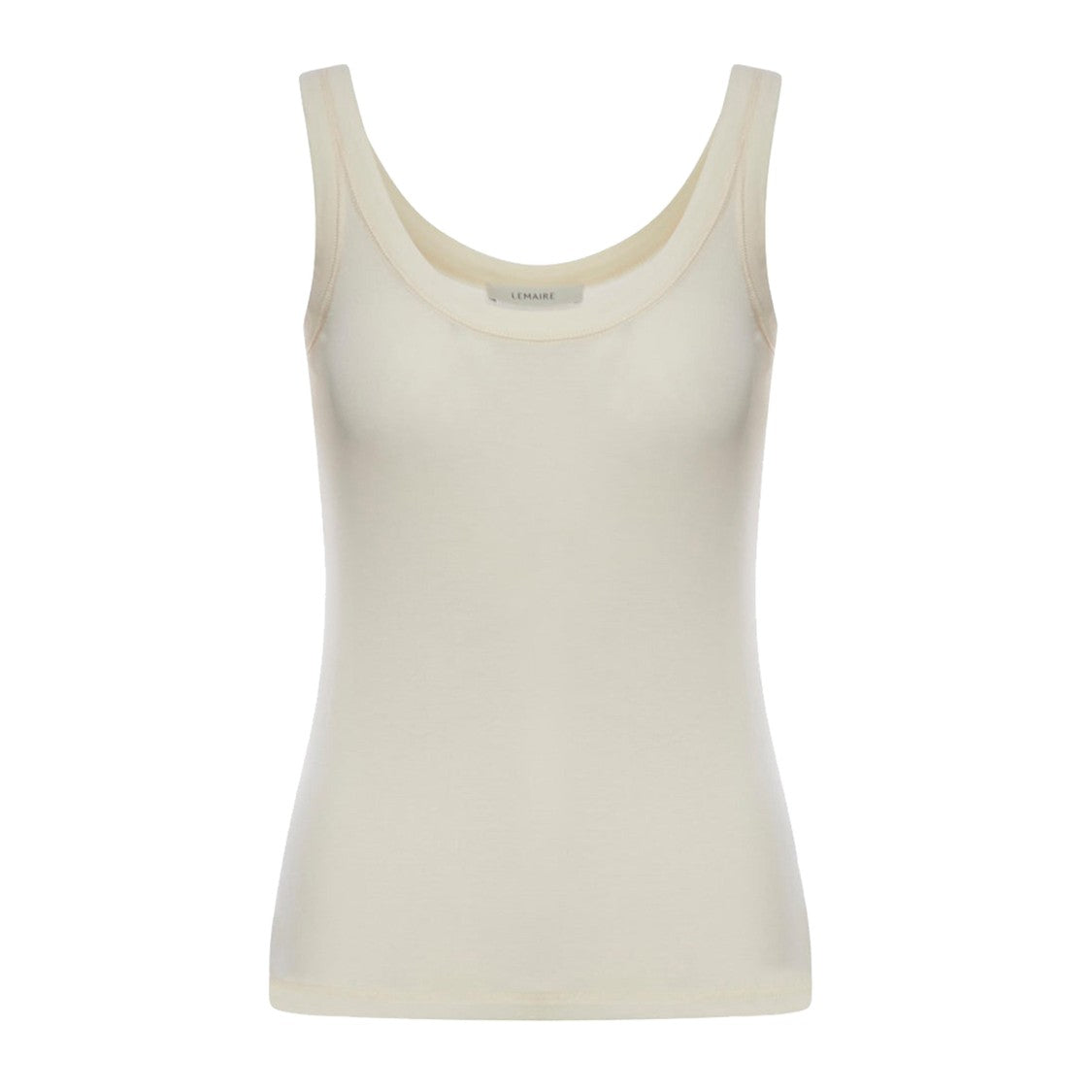 Ribbed Cotton Tank Top With Rounded Neckline