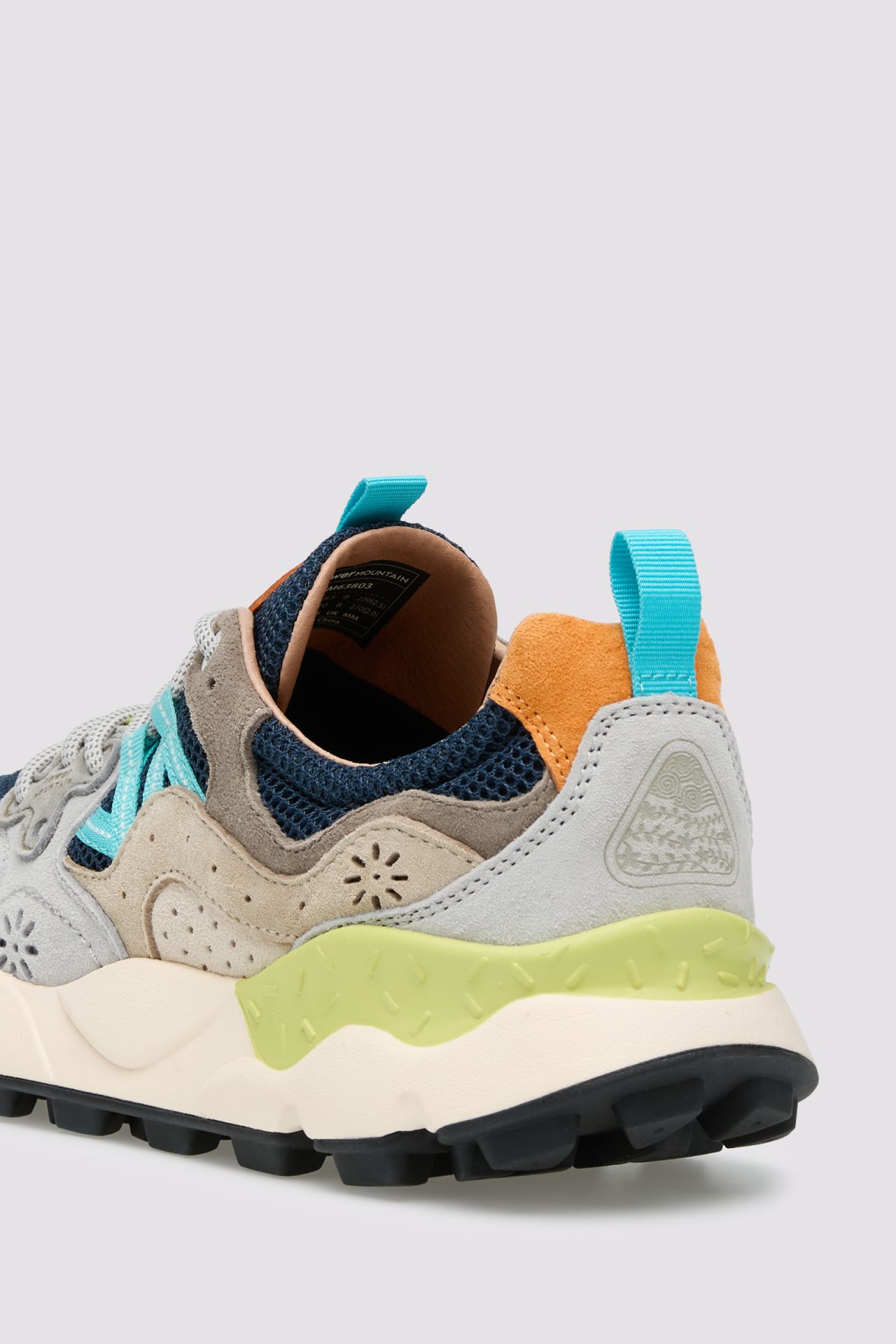 Layered Design Sneakers with Turquoise and Orange Accents