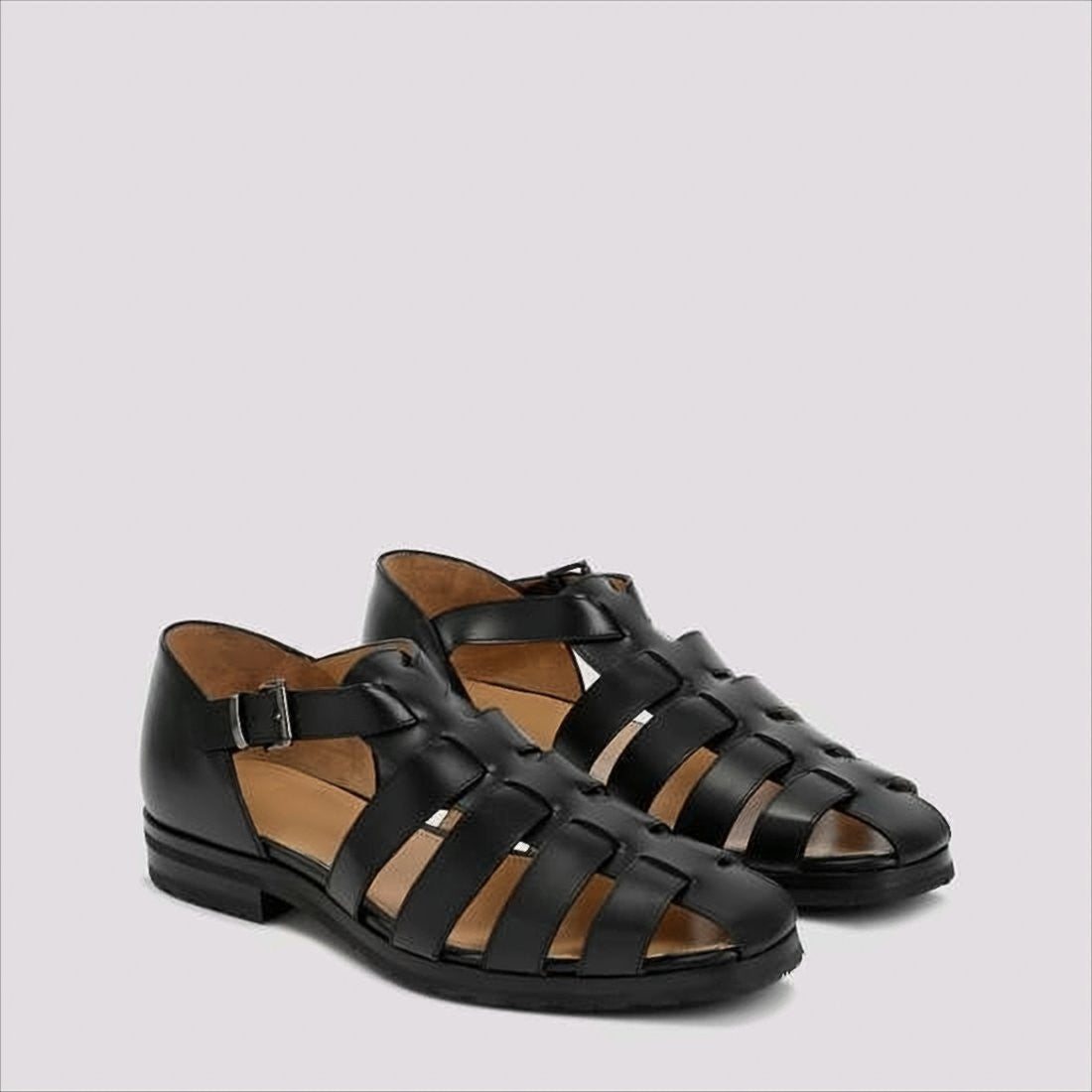 Men's Black Leather DOM Sandal with Closed Heel