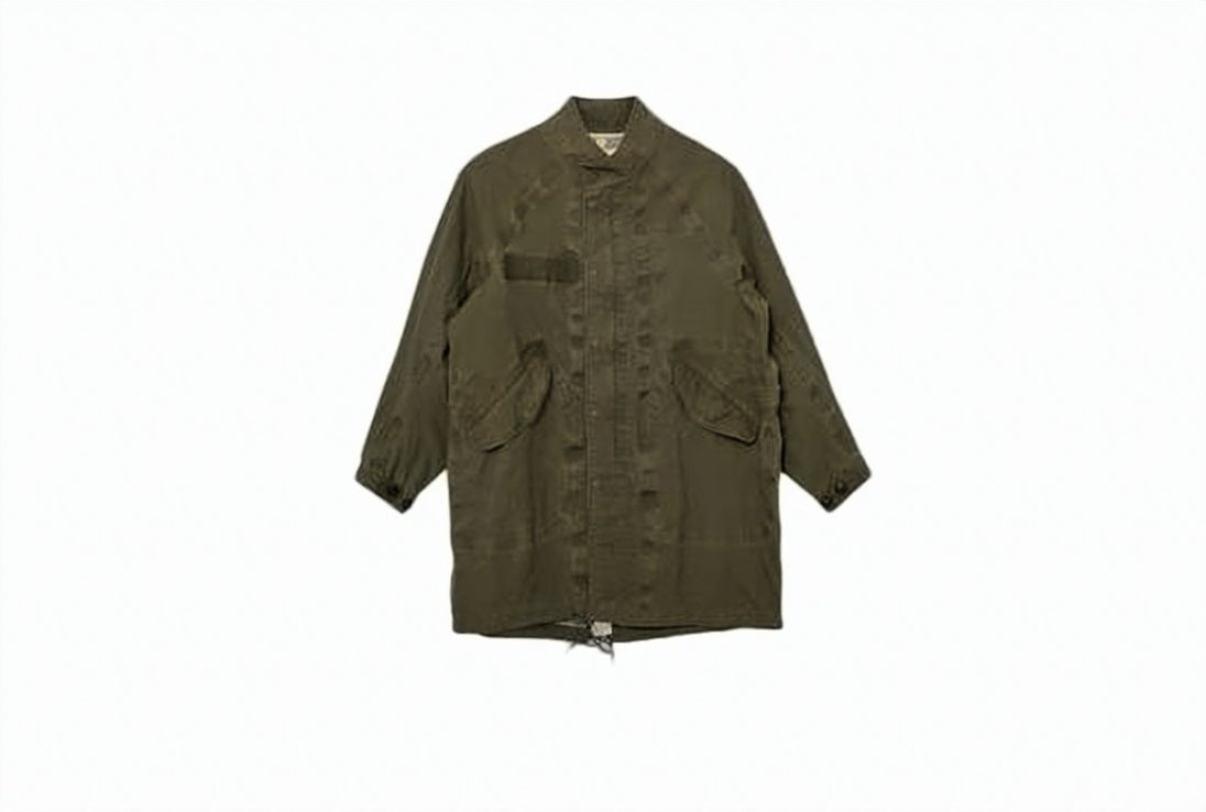 Linen Long Coat with High Collar
