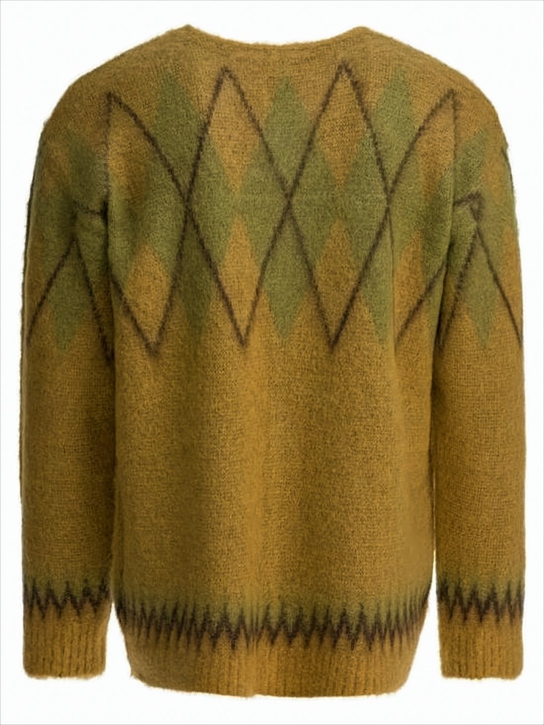 Argyle Pattern Mohair Blend Cardigan