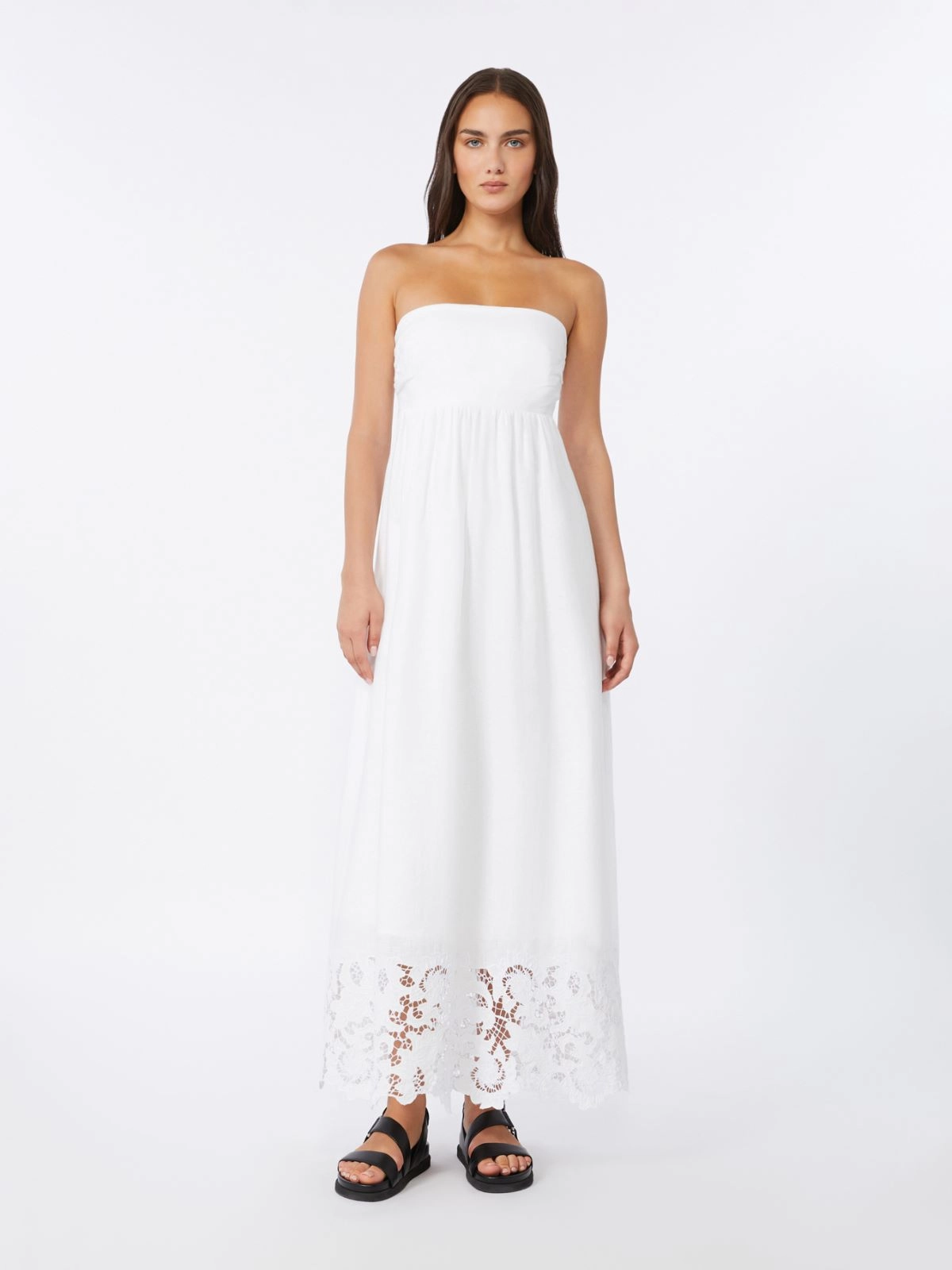 Strapless Maxi Dress with Gathered Waist
