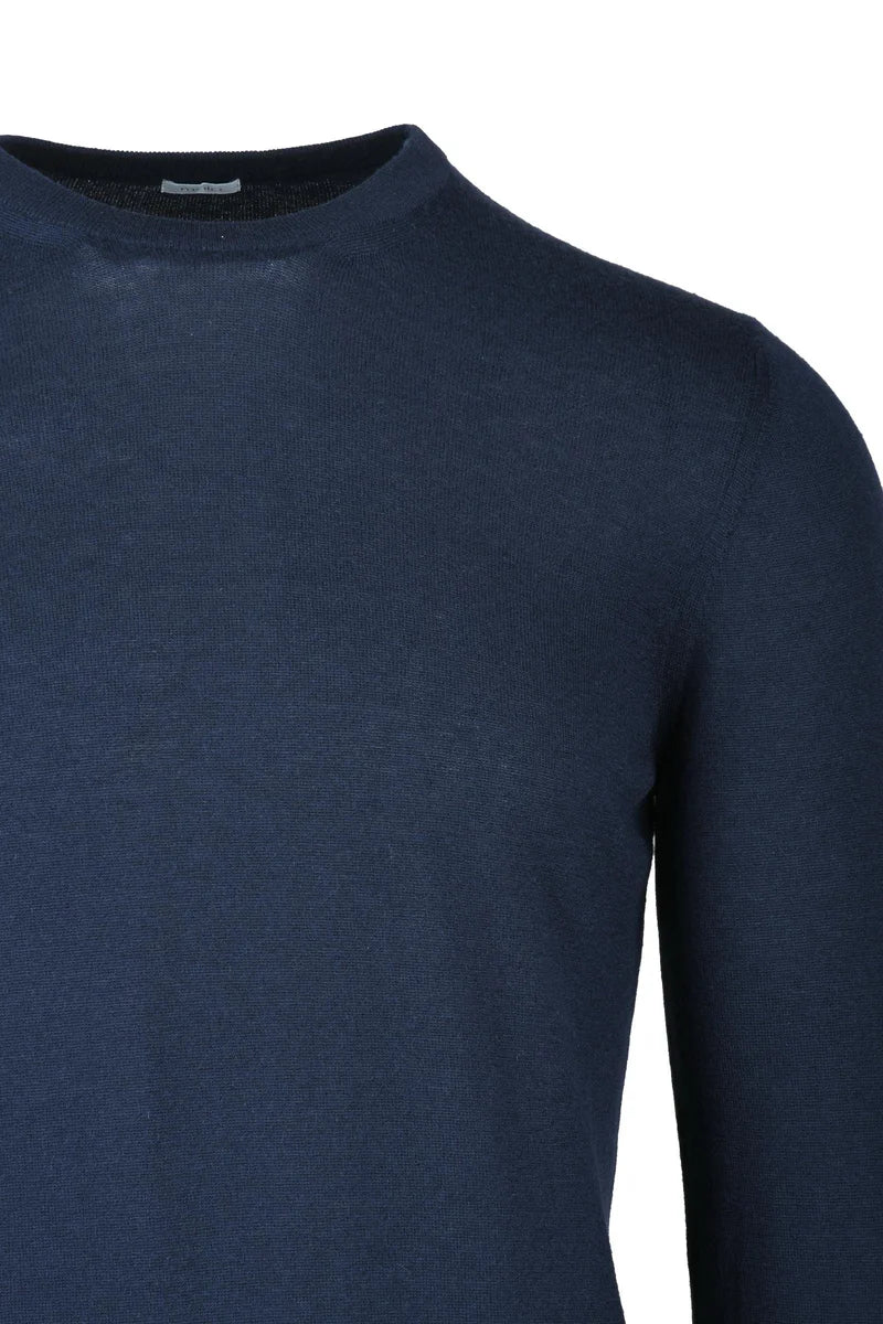 Blue Cashmere Crew Neck Pullover Sweater