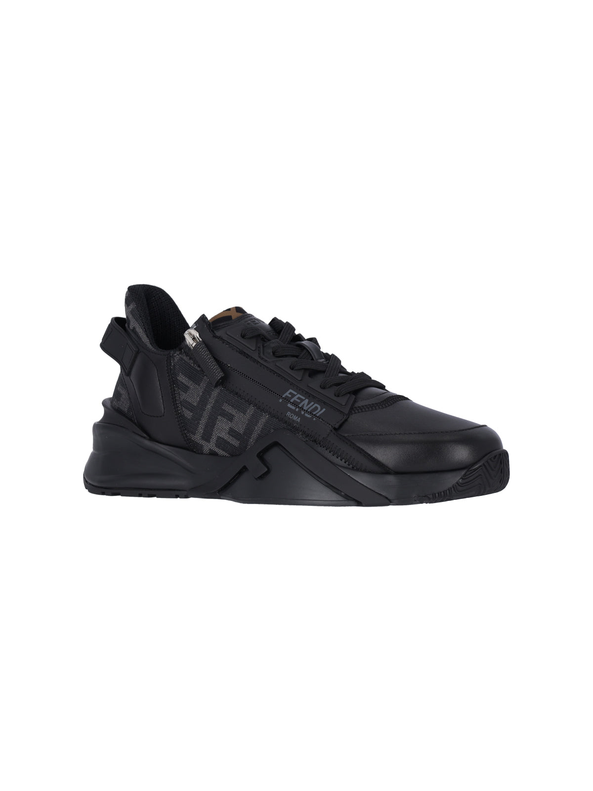 Black Flow FF Logo Leather Sneakers
