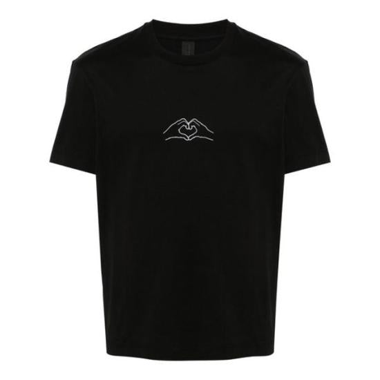 Minimalist Black Cotton T-Shirt with Heart Graphic