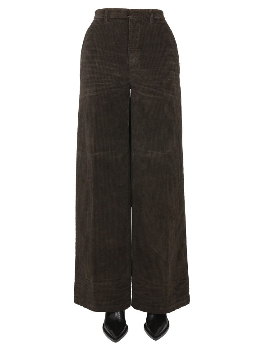 High-Waisted Brown Wide-Leg Pants