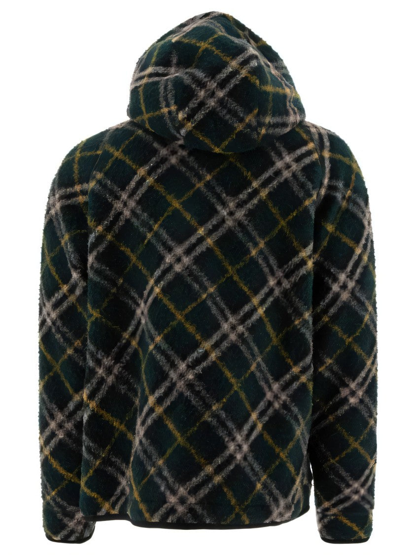 Plush Hooded Sweatshirt with Classic Plaid Pattern