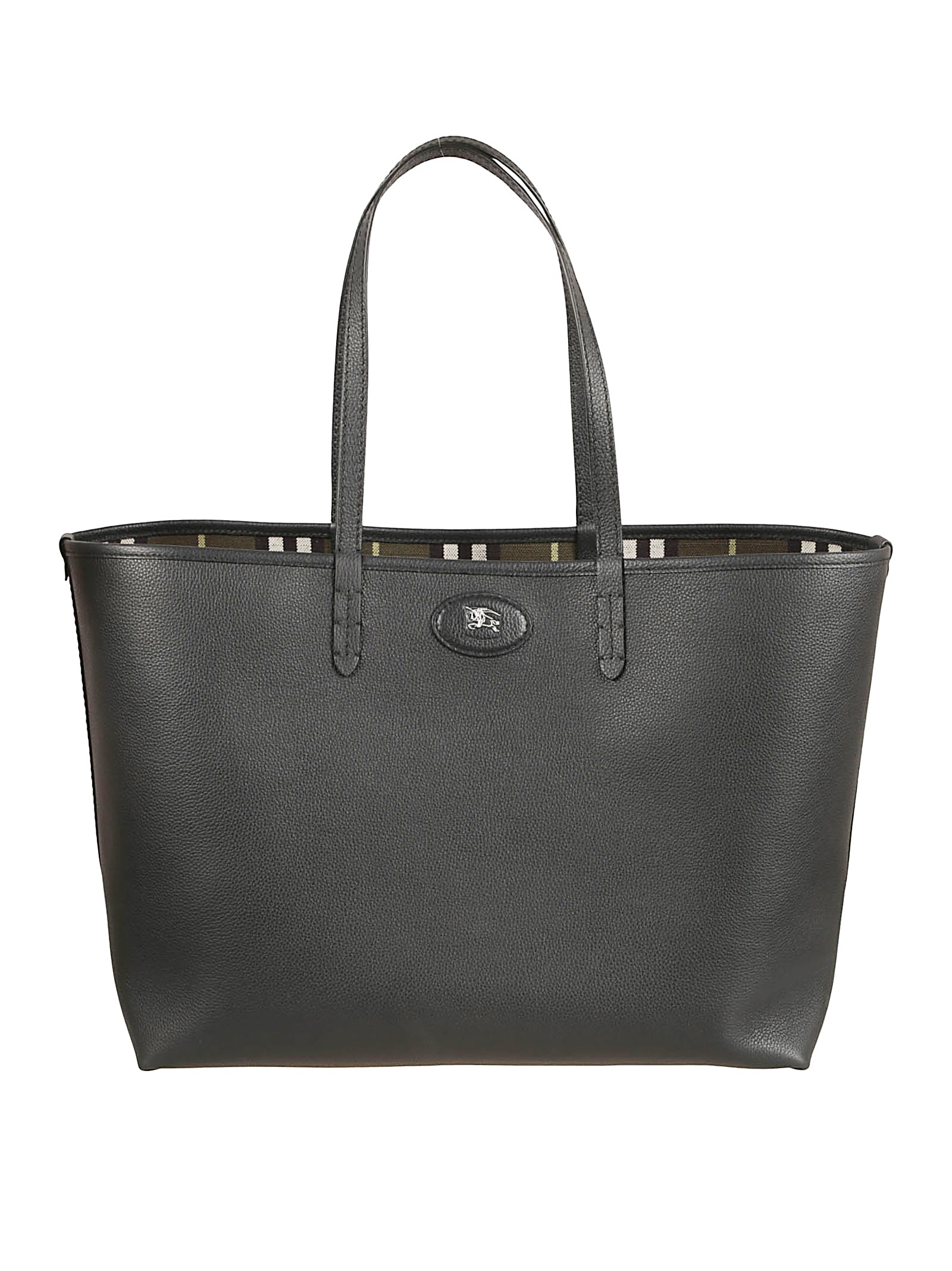Rectangular Tote Bag in Textured Calf Grain Leather