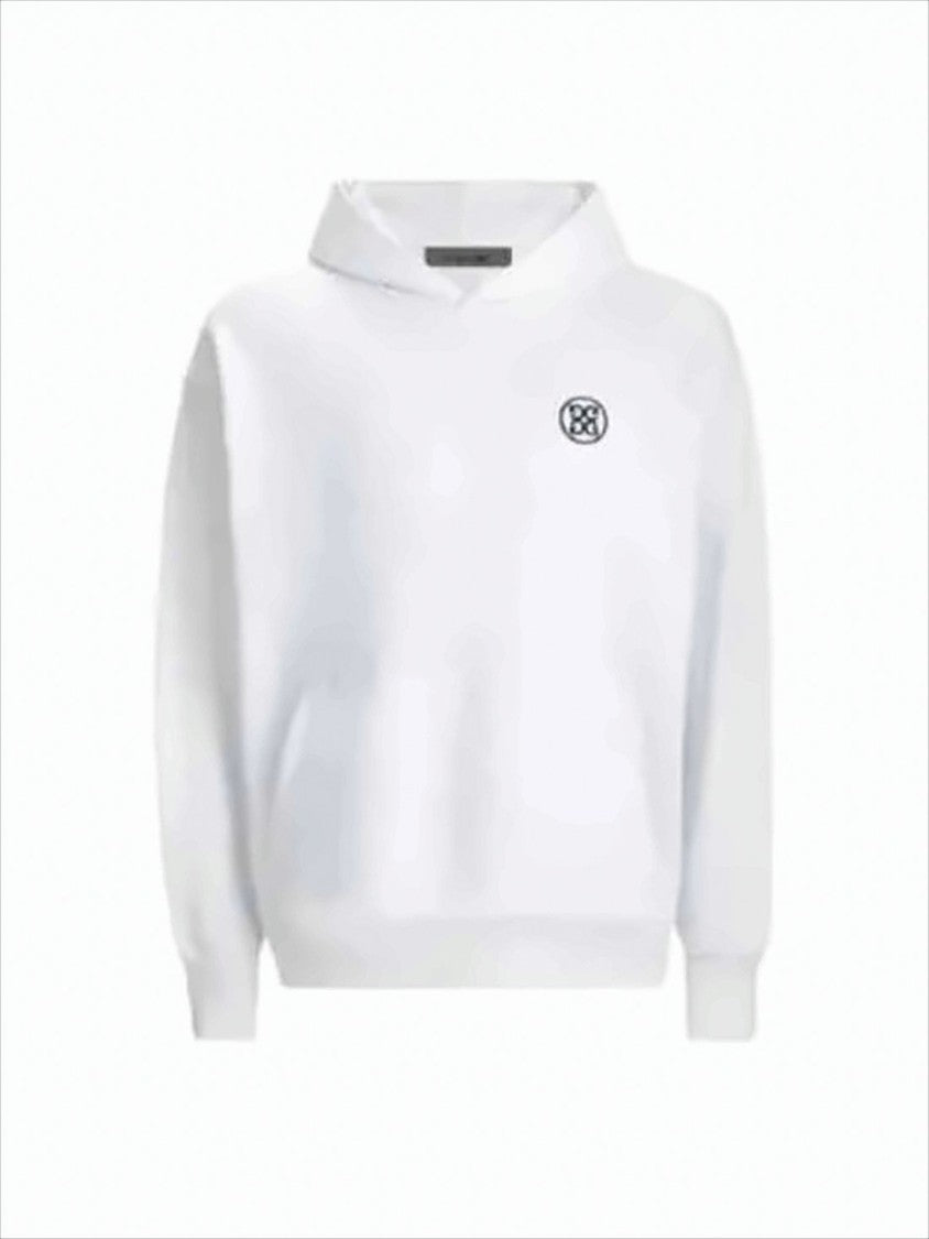 Minimalist White Hoodie With Circular Logo