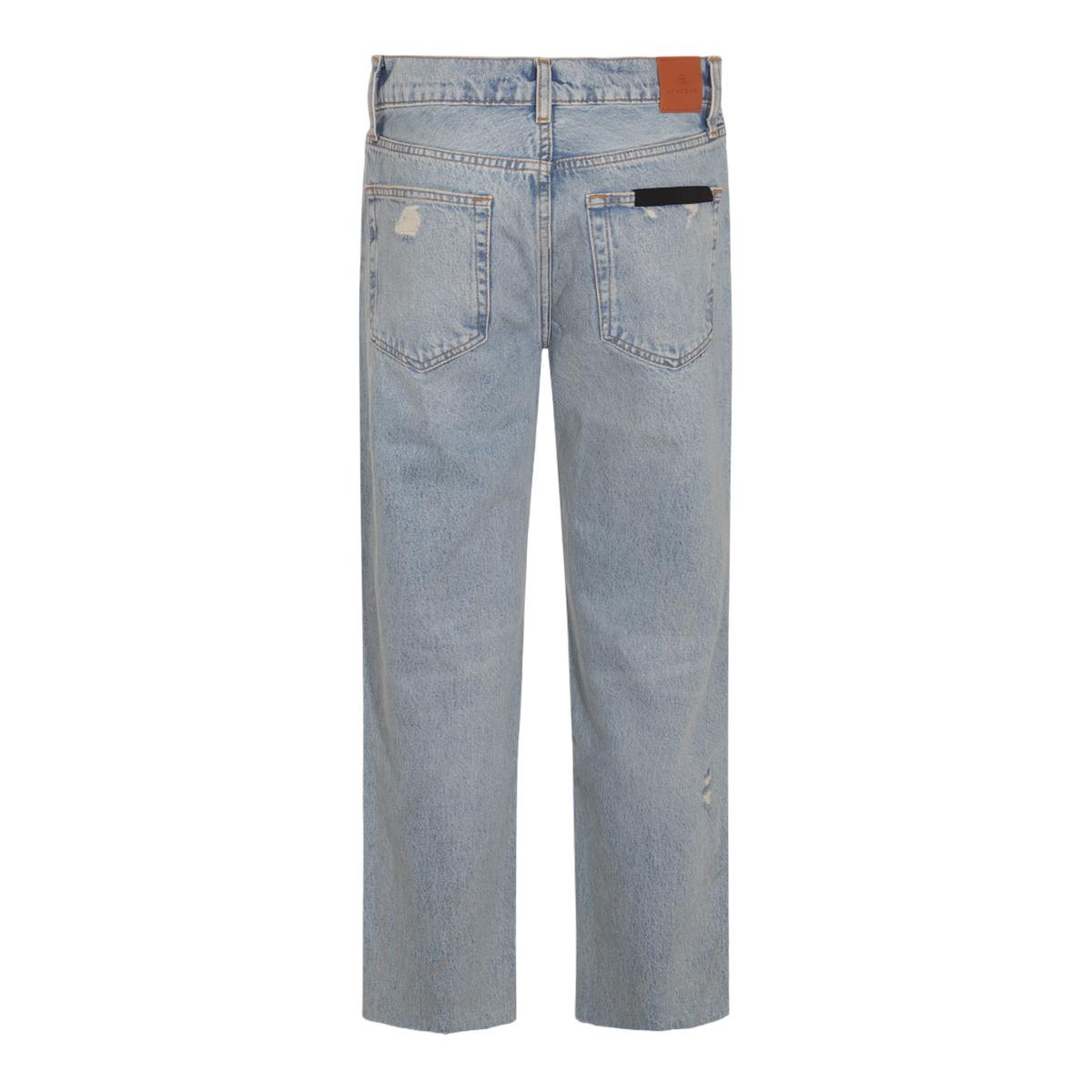 Light Blue Straight-Leg Jeans with Distressed Details