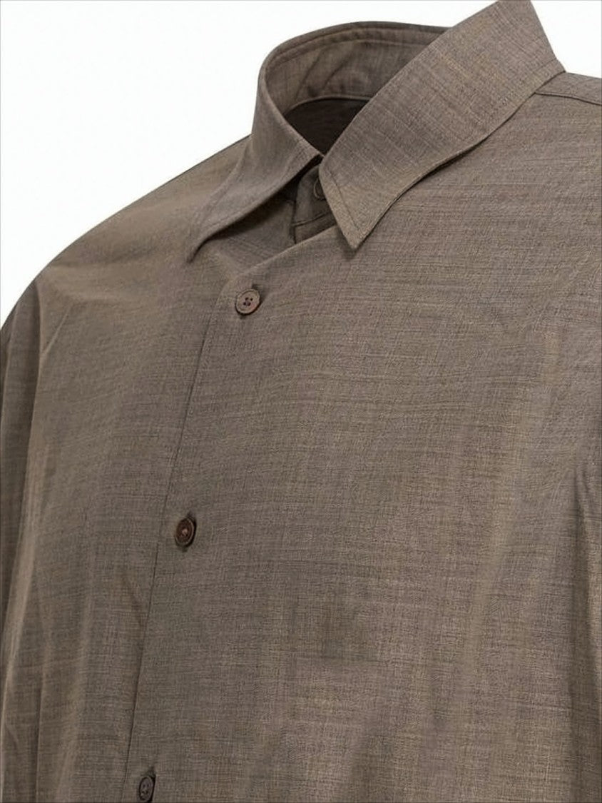 Relaxed Fit Wool Long-Sleeve Shirt
