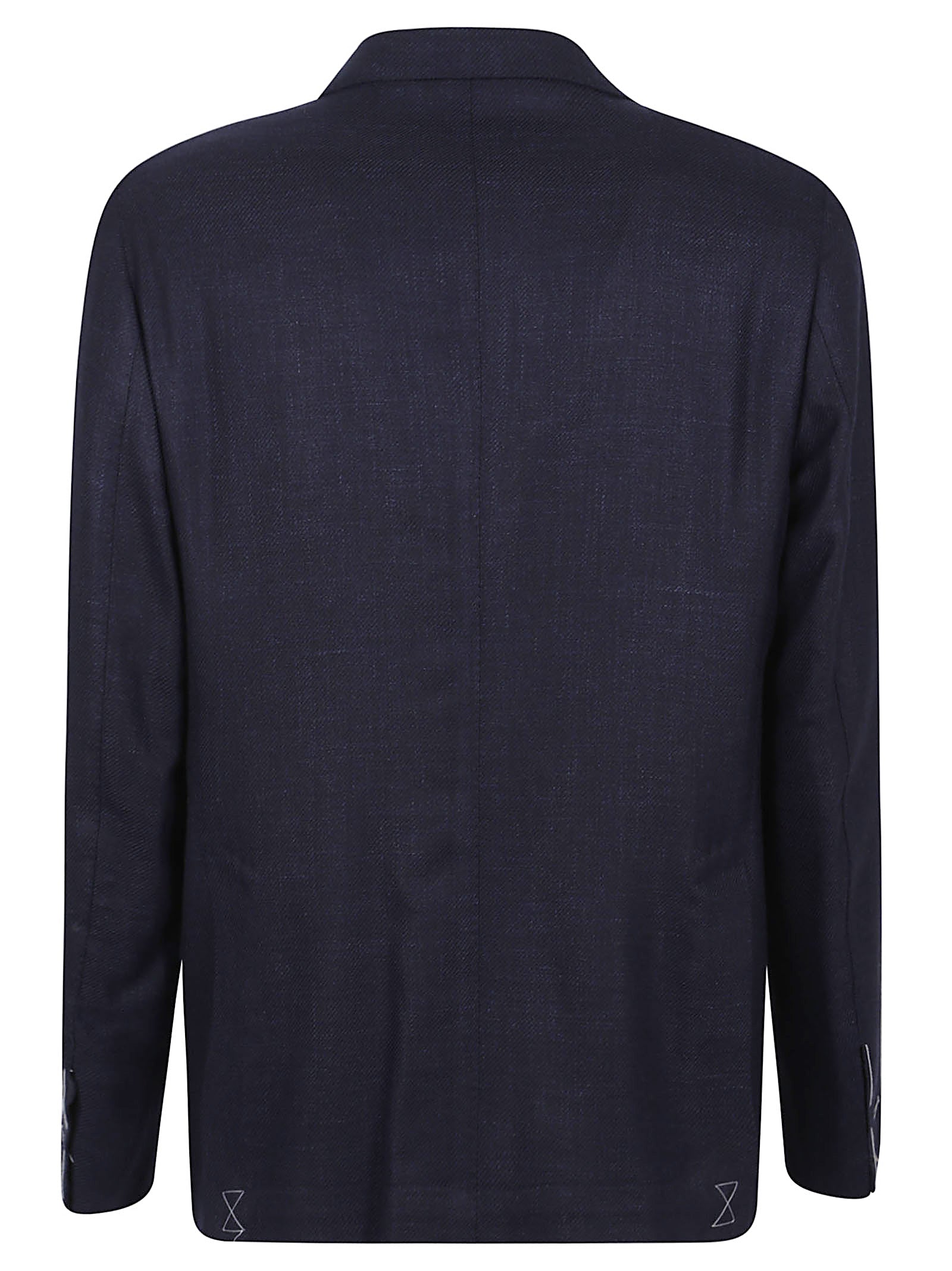 Refined Blue Blazer In Wool-Silk-Linen Blend