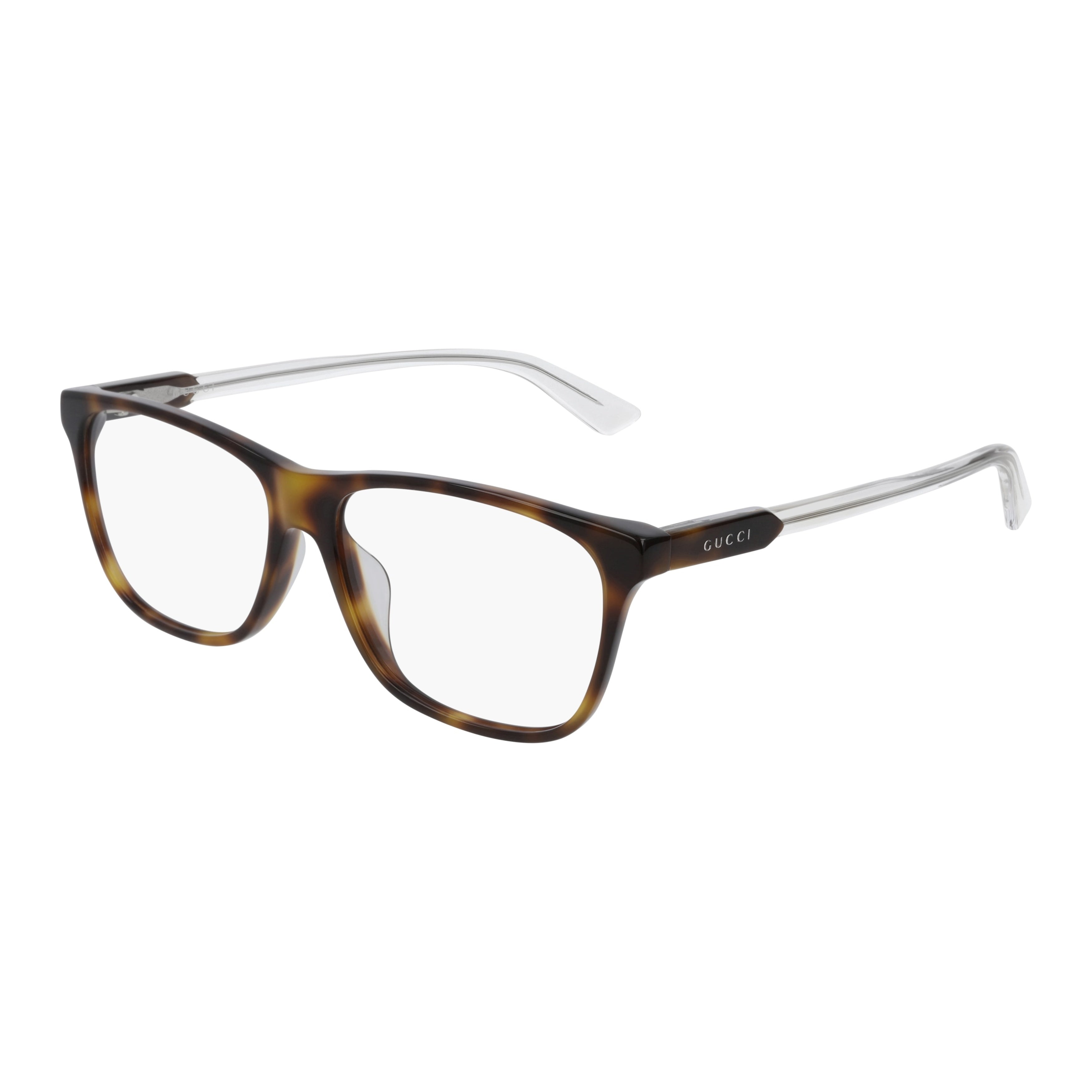 Tortoiseshell Square Frame Eyeglasses with Clear Temple Tips