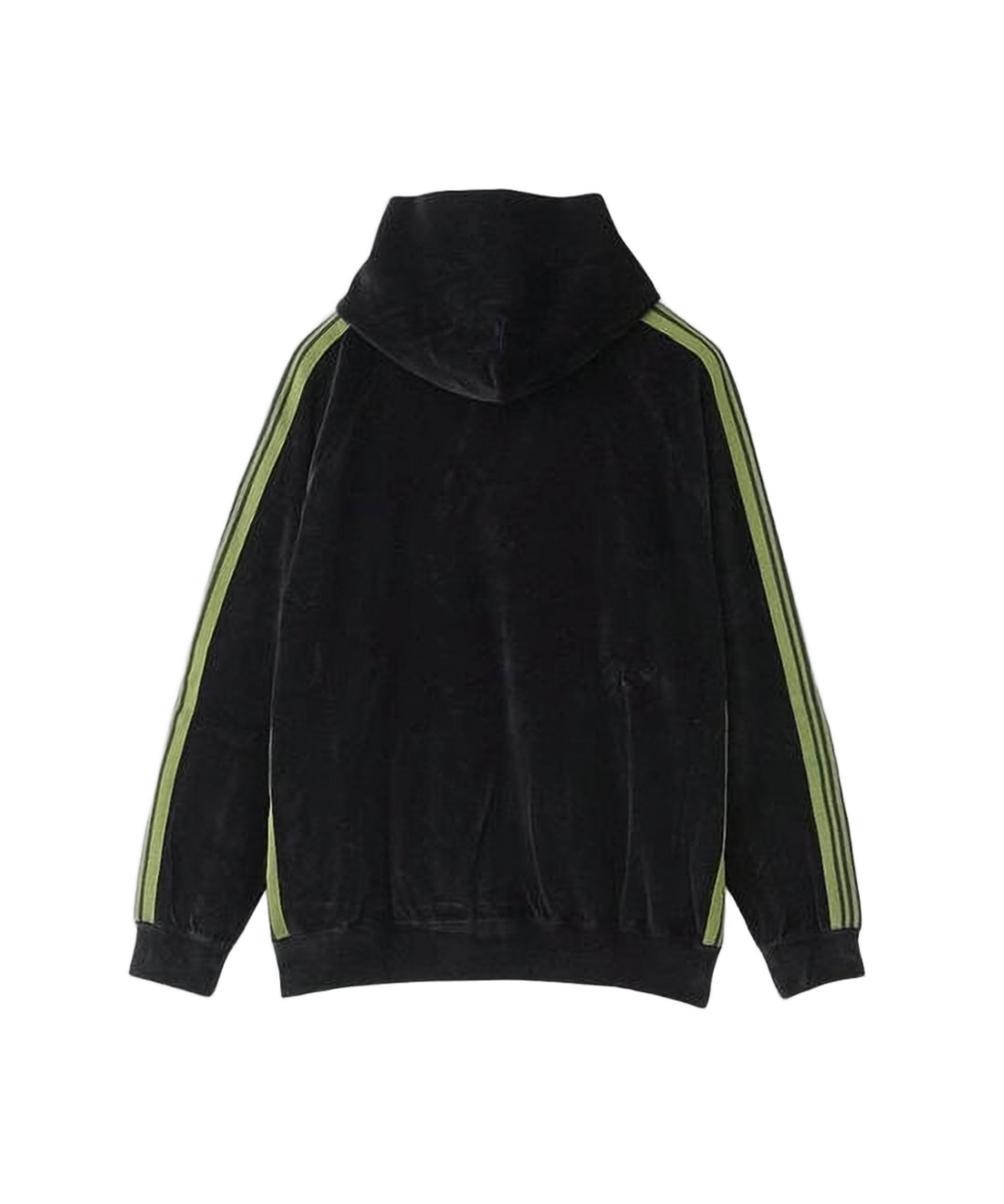 Velvety Black Hoodie with Striped Sleeves